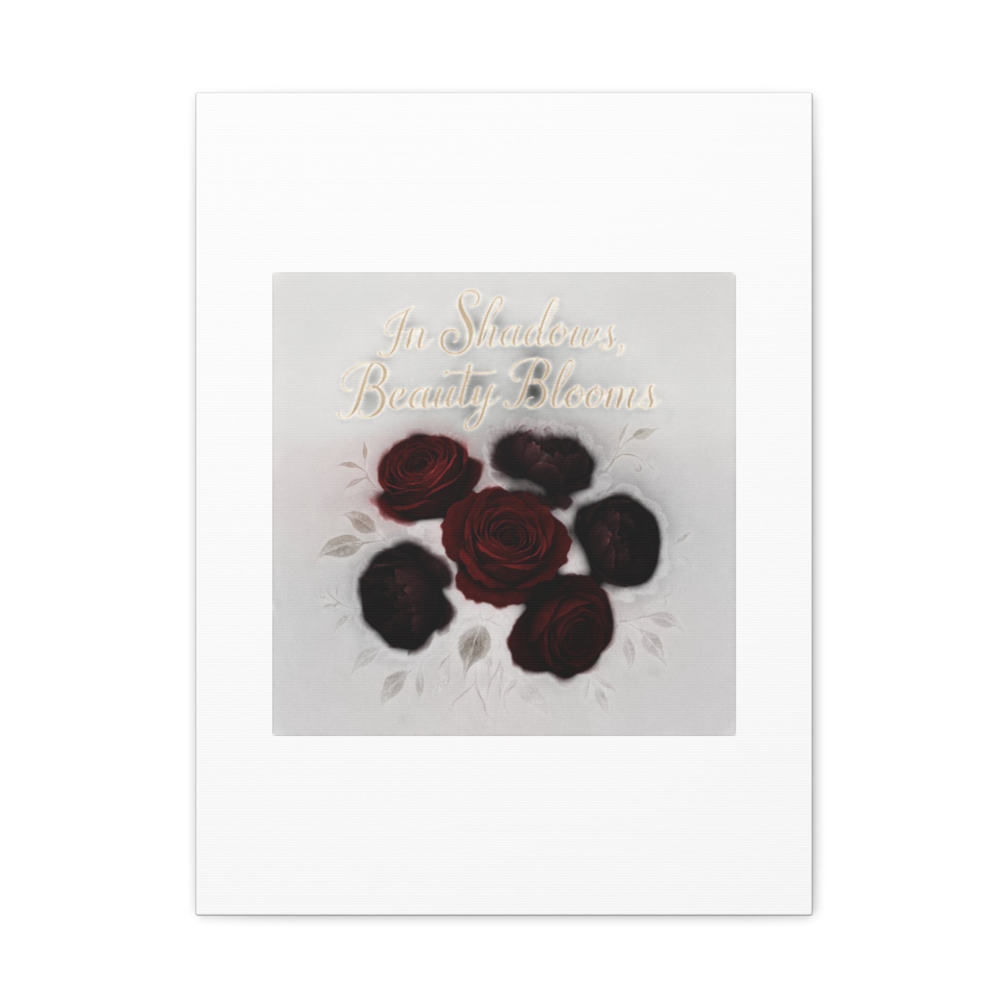 Canvas Wall Art - "In Shadows, Beauty Blooms" Dark Red Roses Stretched 1.25"