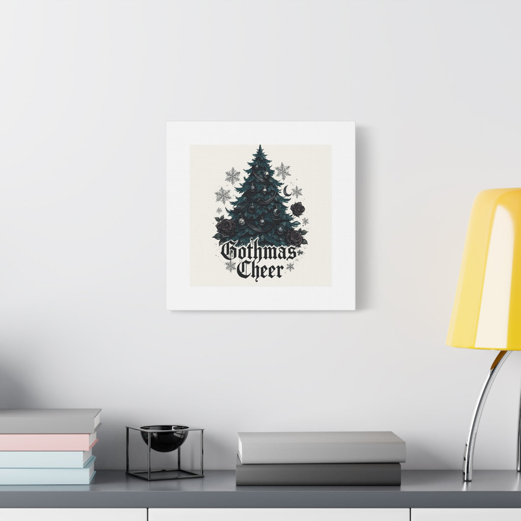 Gothmas Cheer Canvas Art — Gothic Christmas Tree Wall Decor