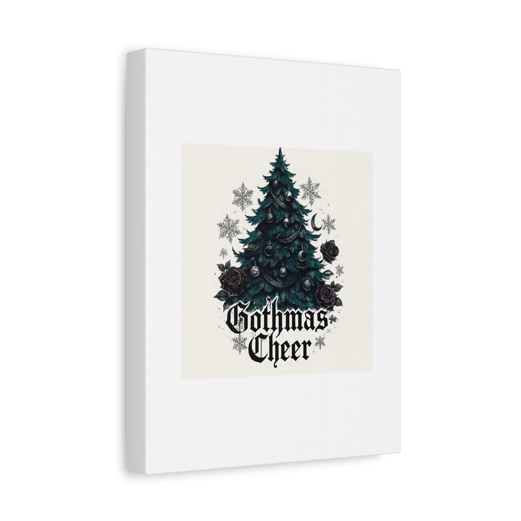 Gothmas Cheer Canvas Art — Gothic Christmas Tree Wall Decor