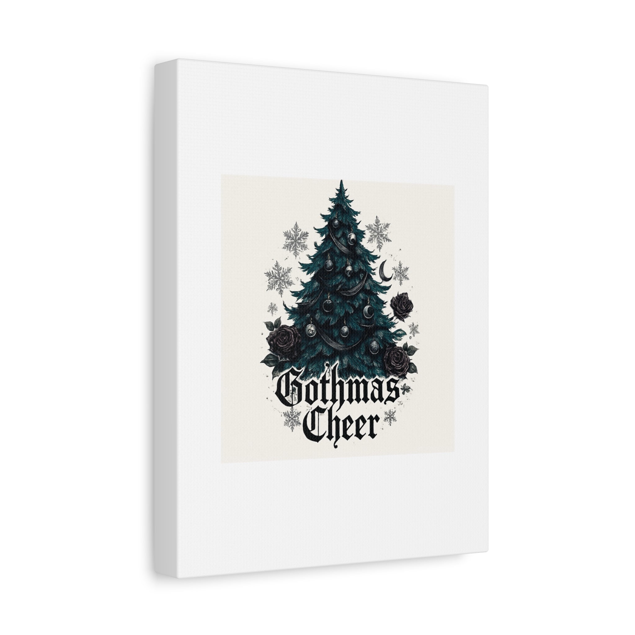 Gothmas Cheer Canvas Art — Gothic Christmas Tree Wall Decor