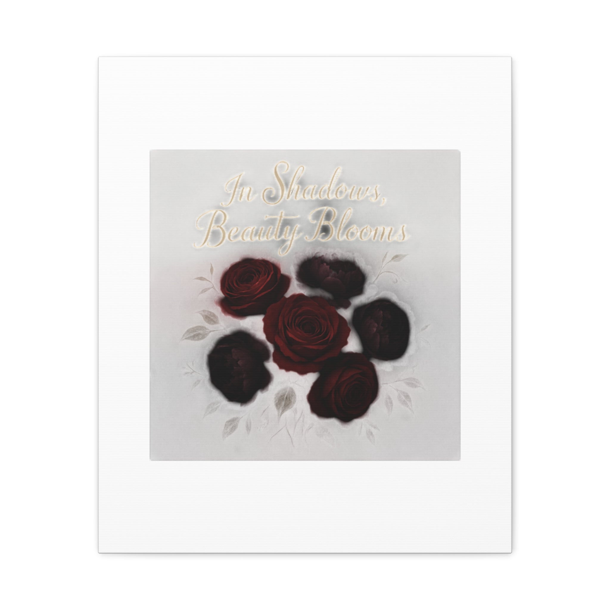 Canvas Wall Art - "In Shadows, Beauty Blooms" Dark Red Roses Stretched 1.25"