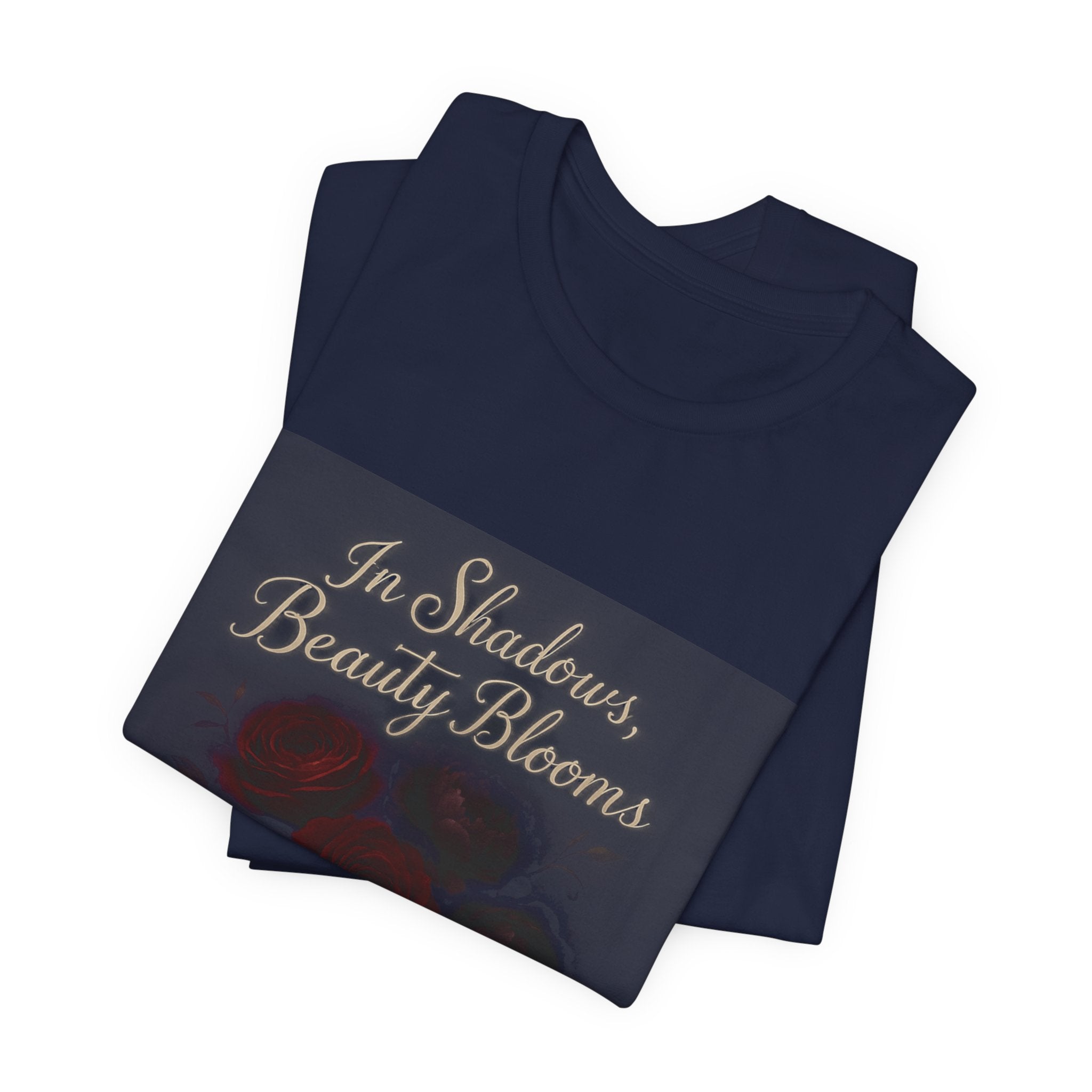 Floral Remembrance Tee — 'In Shadow, Bravery Grows' Short Sleeve Shirt