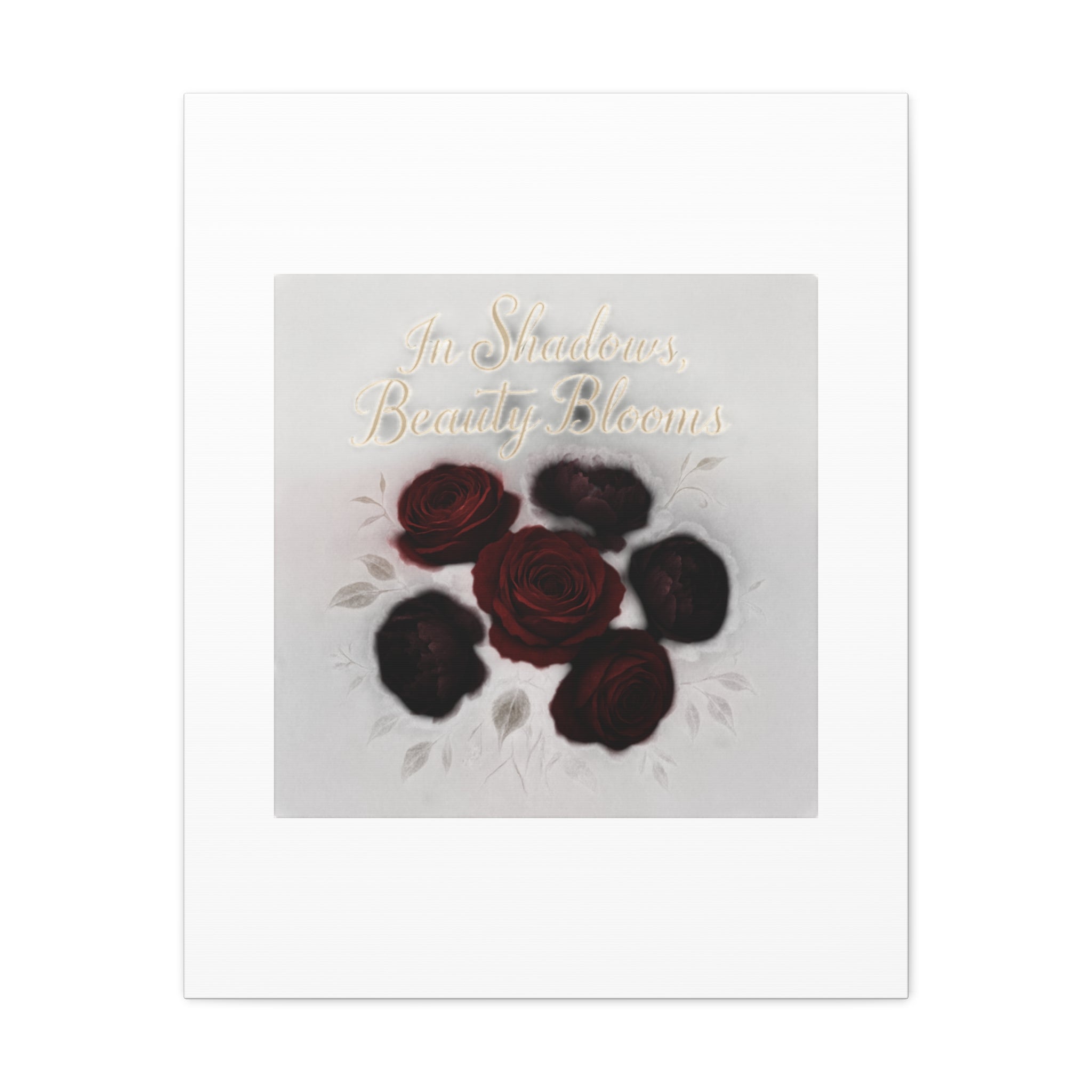 Canvas Wall Art - "In Shadows, Beauty Blooms" Dark Red Roses Stretched 1.25"