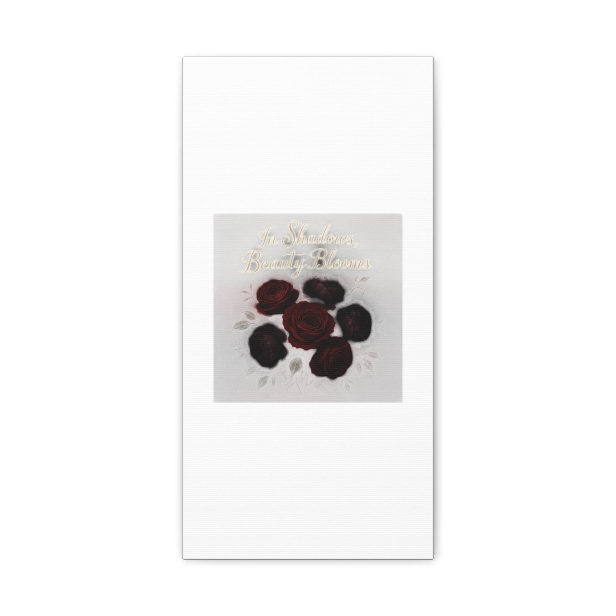 Canvas Wall Art - "In Shadows, Beauty Blooms" Dark Red Roses Stretched 1.25"