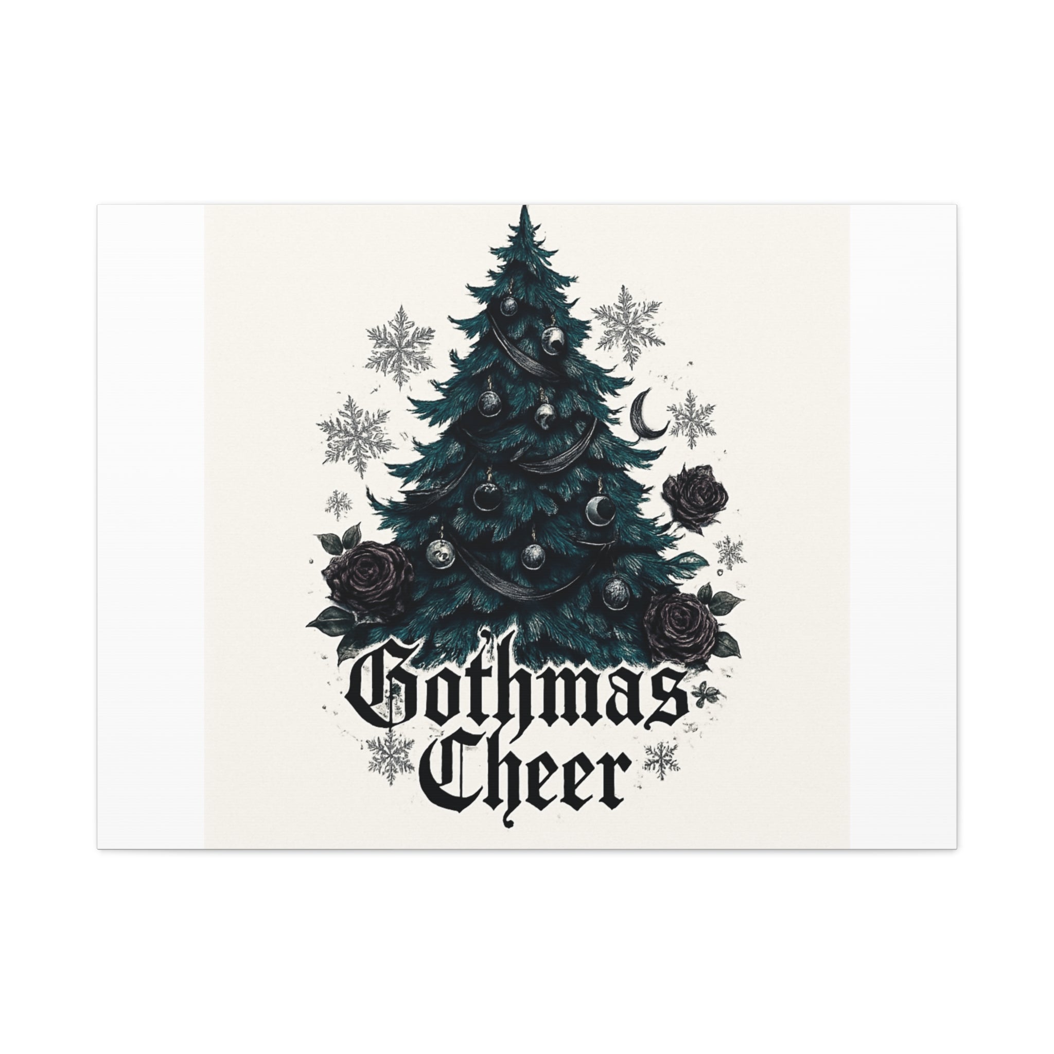 Gothmas Cheer Canvas Art — Gothic Christmas Tree Wall Decor