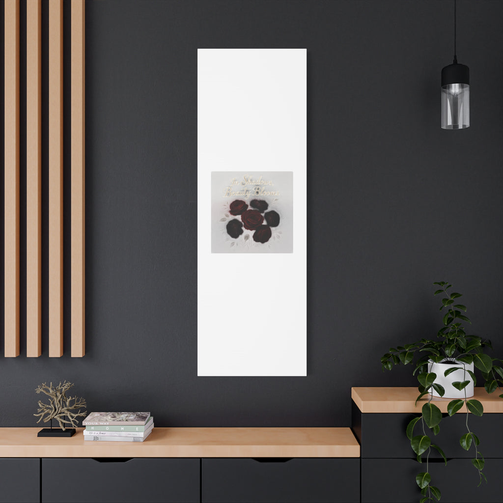 Canvas Wall Art - "In Shadows, Beauty Blooms" Dark Red Roses Stretched 1.25"