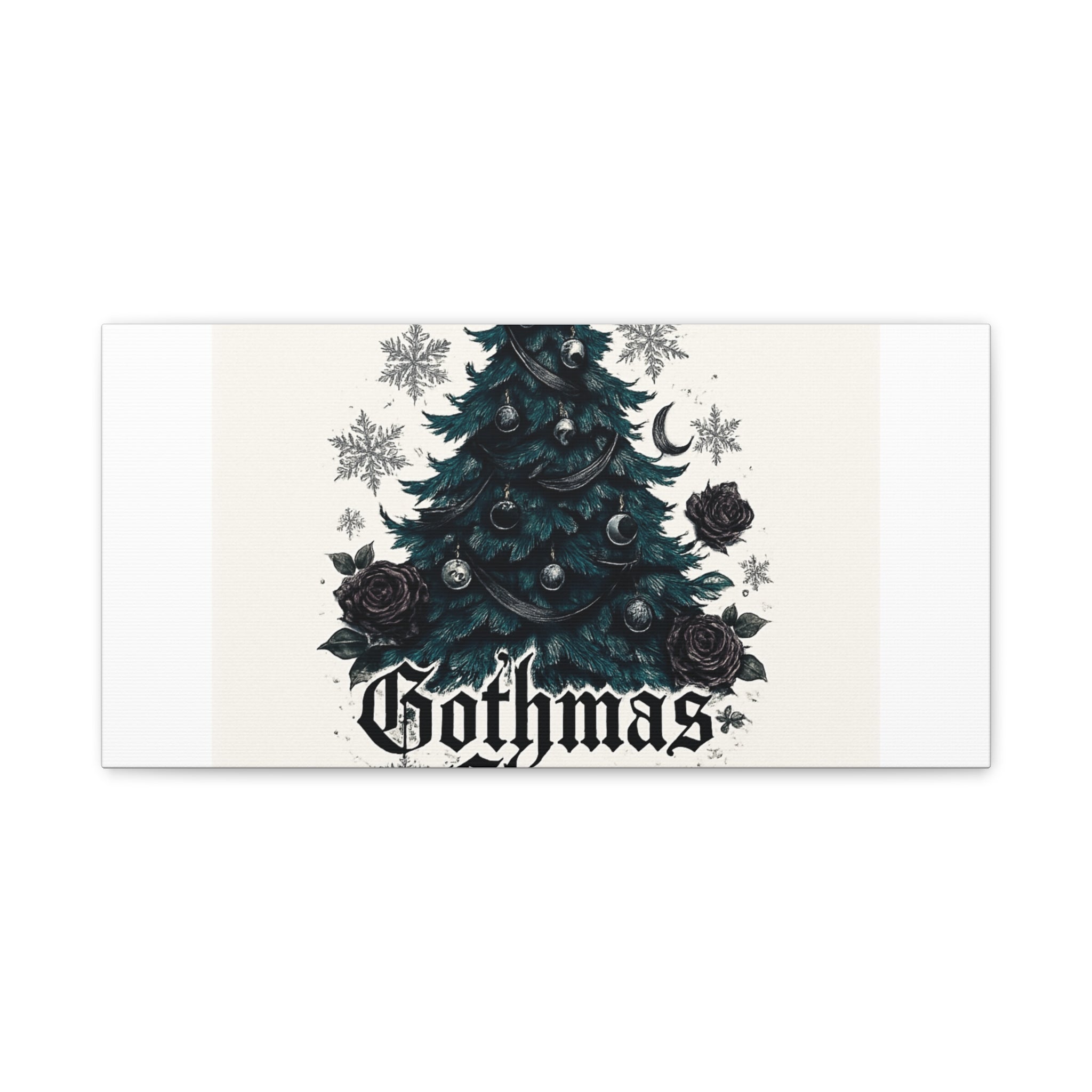 Gothmas Cheer Canvas Art — Gothic Christmas Tree Wall Decor