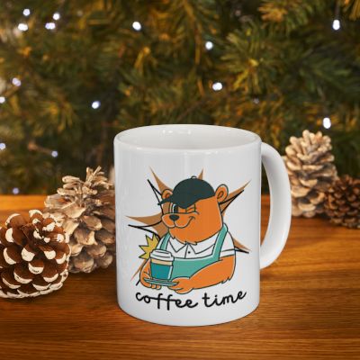 Cat Coffee Mug — Cute Cat Drinking Coffee Ceramic Home Mug (11oz, 15oz)