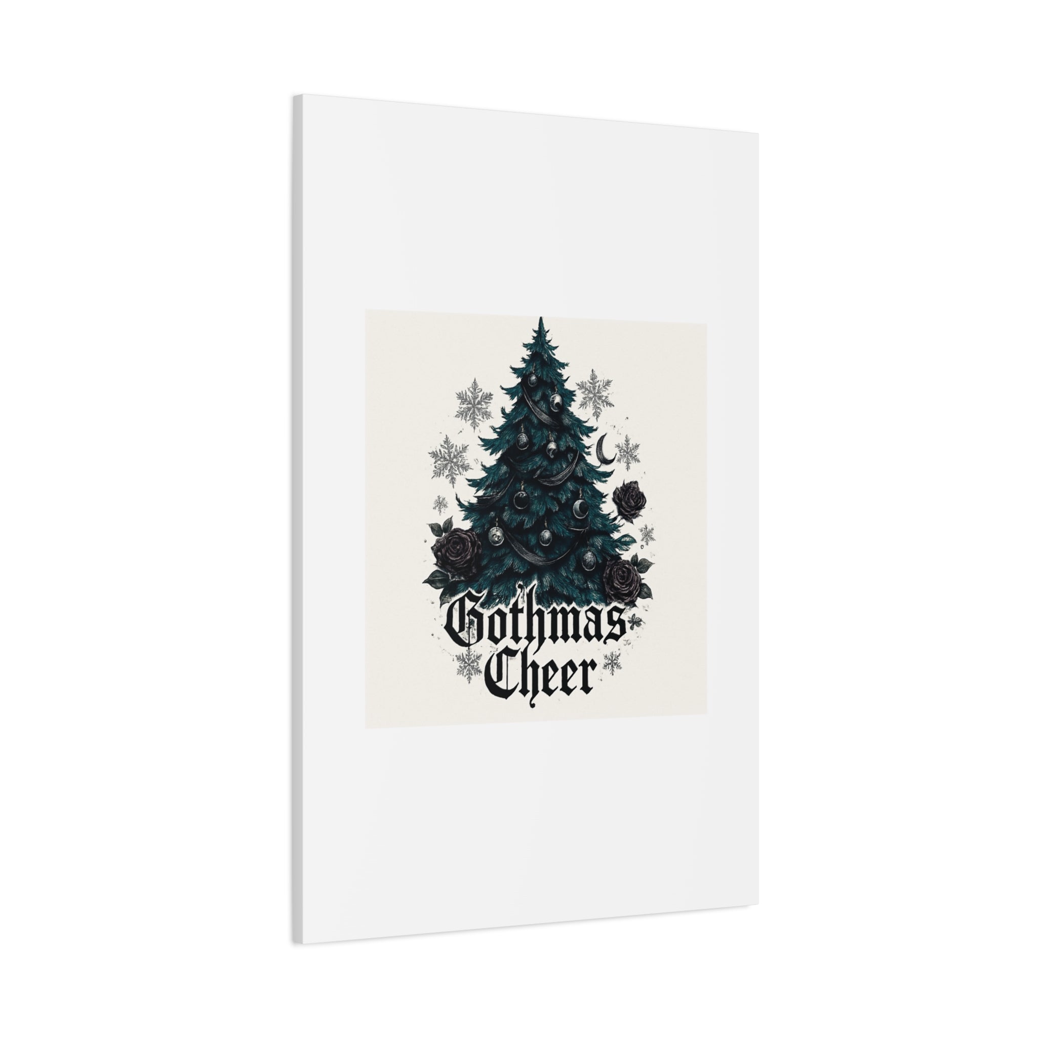 Gothmas Cheer Canvas Art — Gothic Christmas Tree Wall Decor