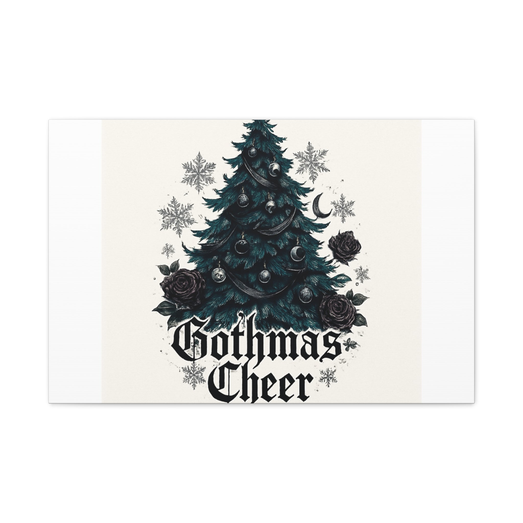 Gothmas Cheer Canvas Art — Gothic Christmas Tree Wall Decor