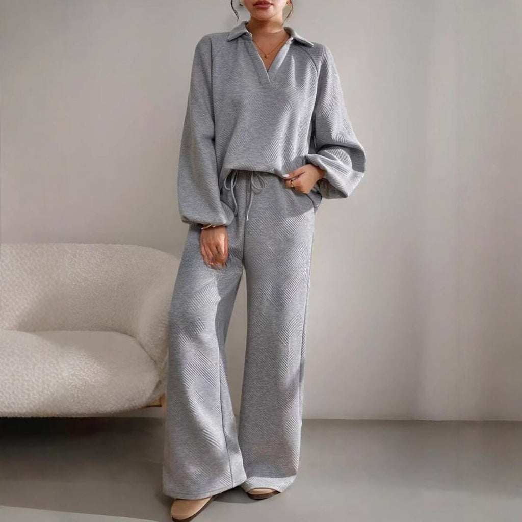 Loose And Simple Solid Color Casual Texture Drawstring Sports Suit