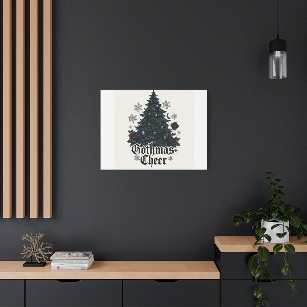Gothmas Cheer Canvas Art — Gothic Christmas Tree Wall Decor
