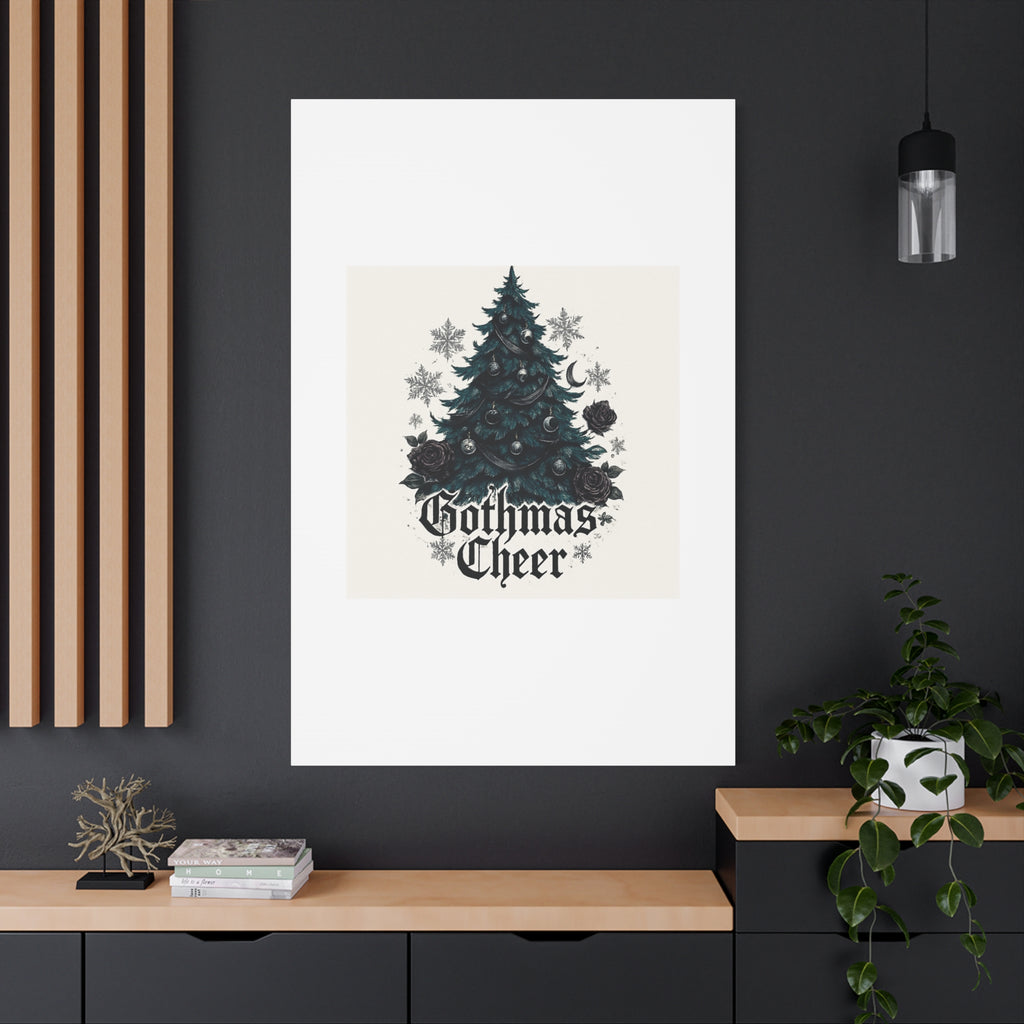 Gothmas Cheer Canvas Art — Gothic Christmas Tree Wall Decor