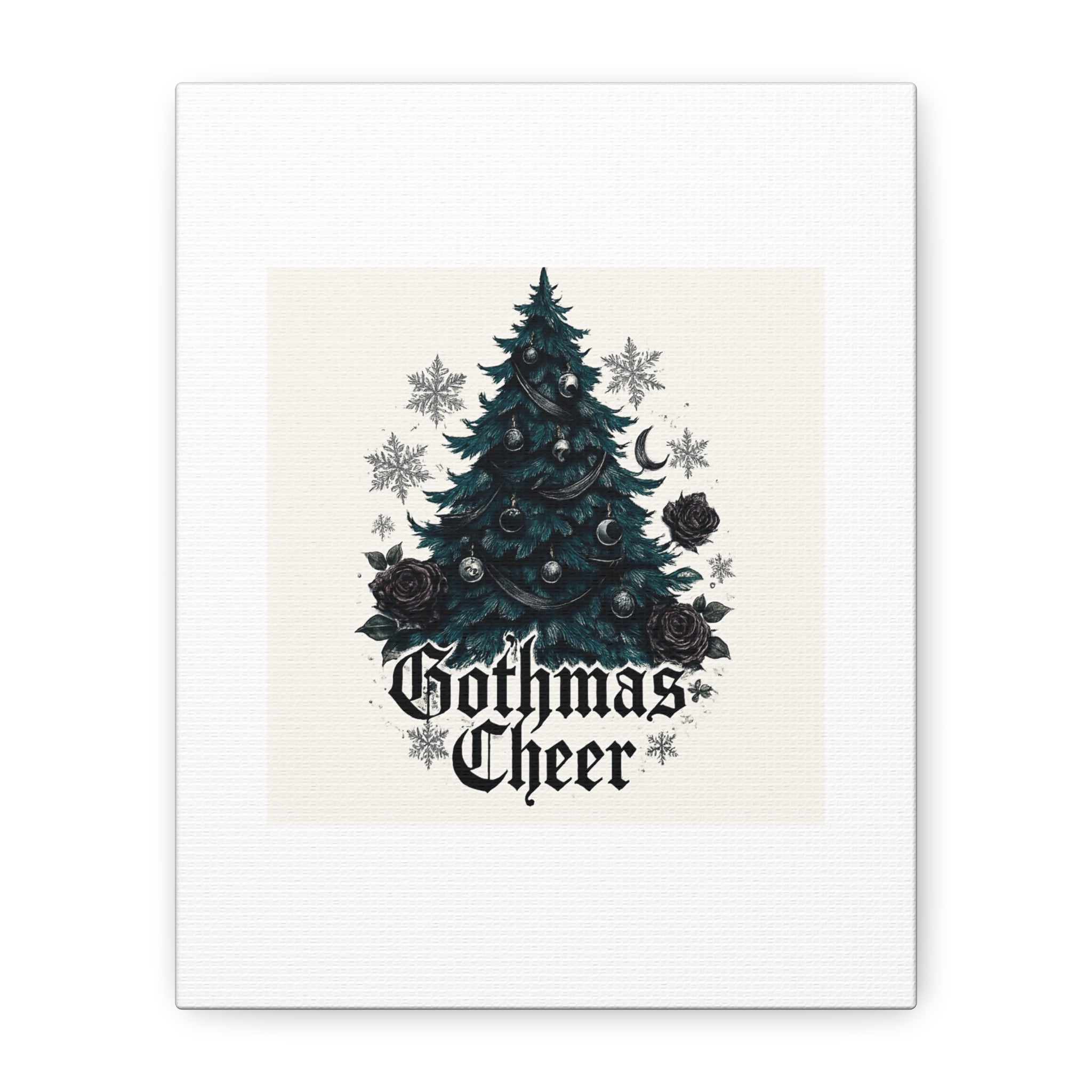 Gothmas Cheer Canvas Art — Gothic Christmas Tree Wall Decor