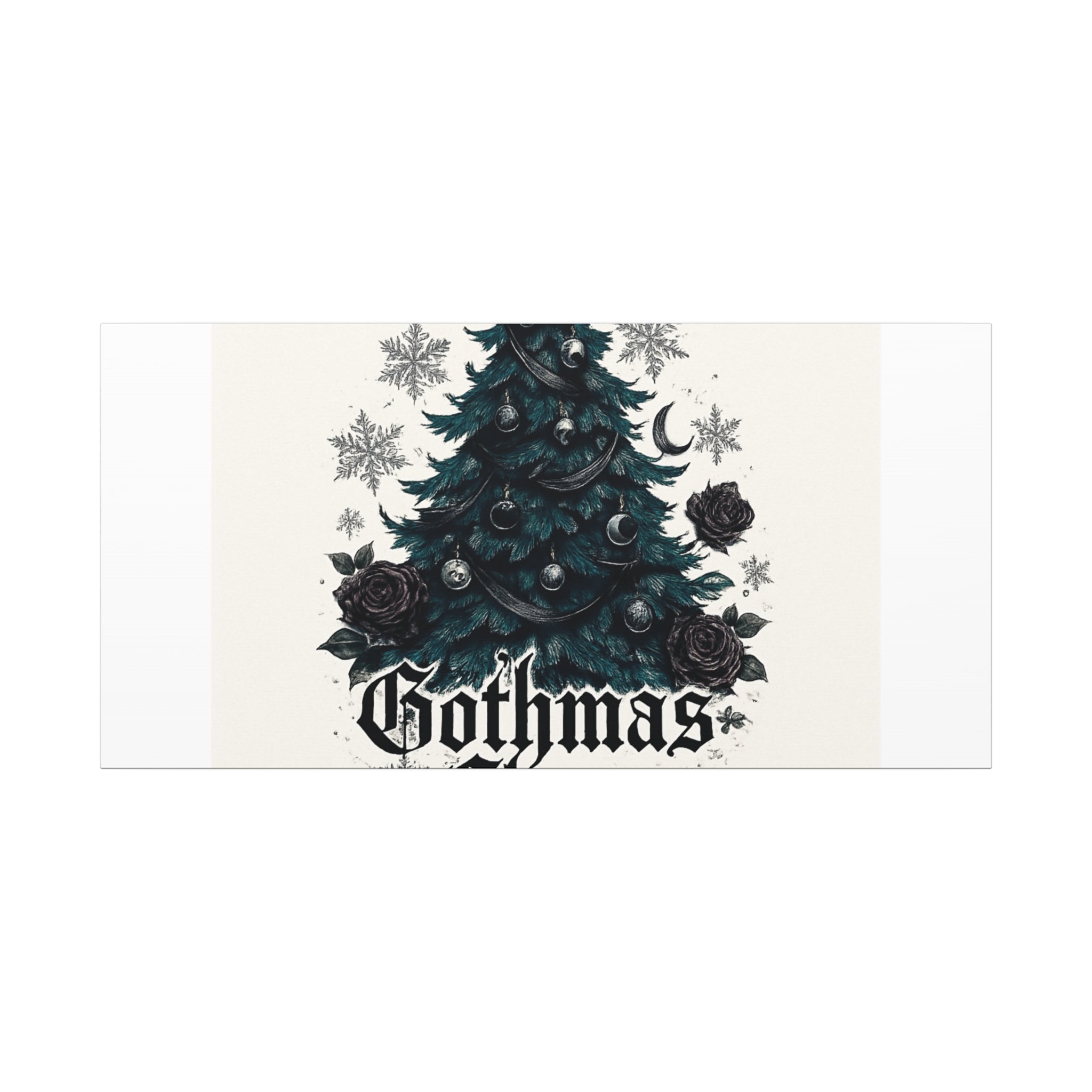 Gothmas Cheer Canvas Art — Gothic Christmas Tree Wall Decor