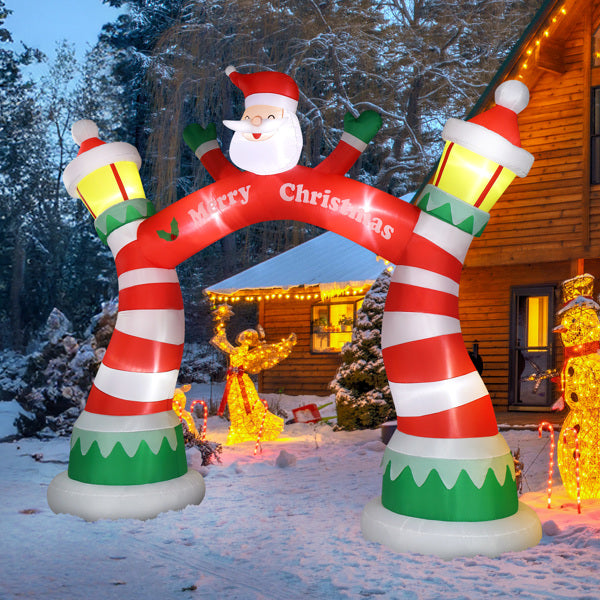 8.9ft Christmas Arch, 7 LED Lights, Drawstring Pockets, Christmas Inflatable Arch