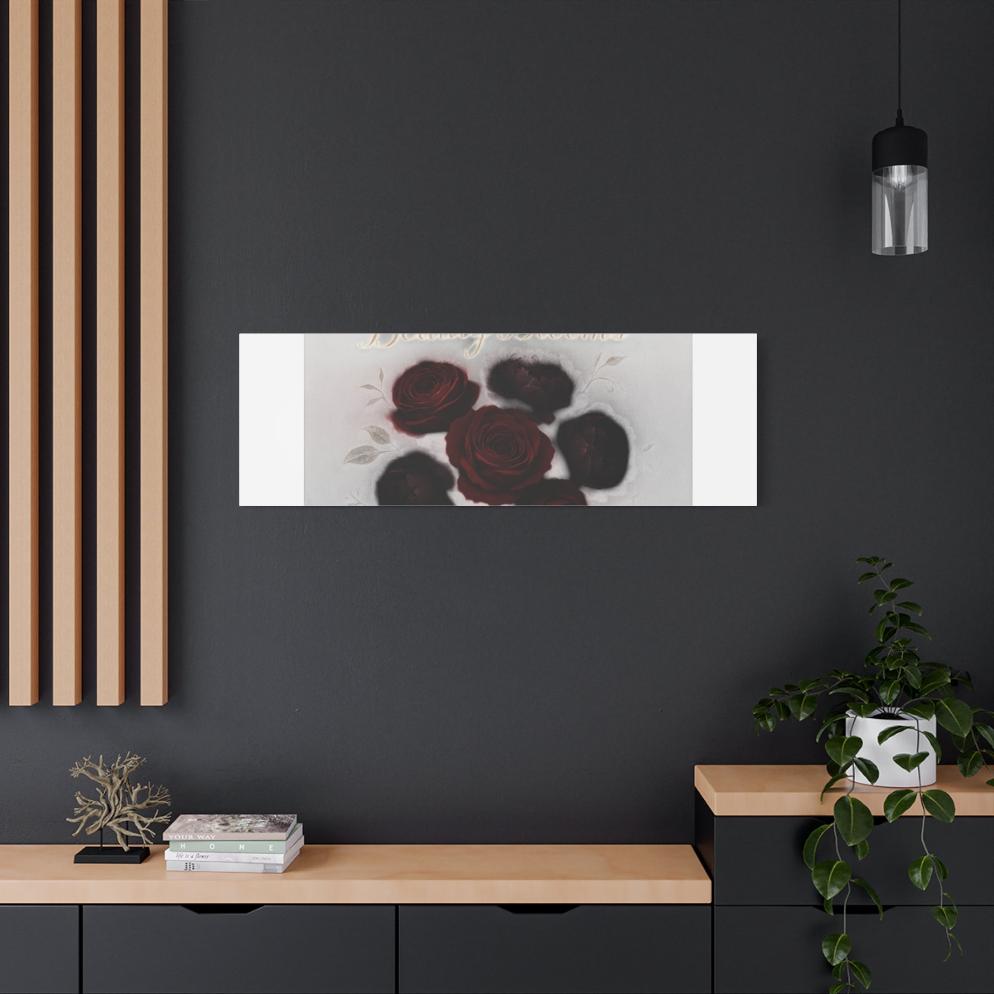 Canvas Wall Art - "In Shadows, Beauty Blooms" Dark Red Roses Stretched 1.25"