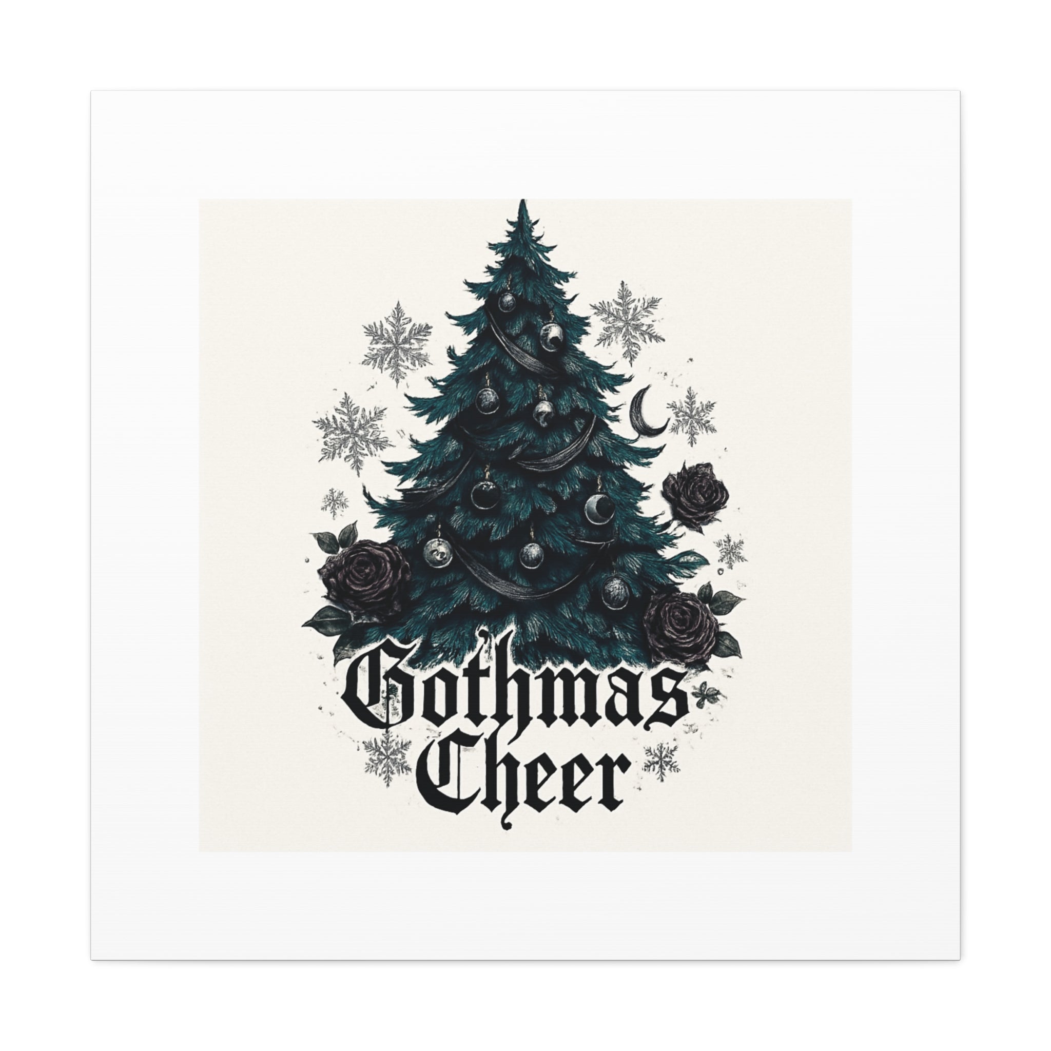 Gothmas Cheer Canvas Art — Gothic Christmas Tree Wall Decor