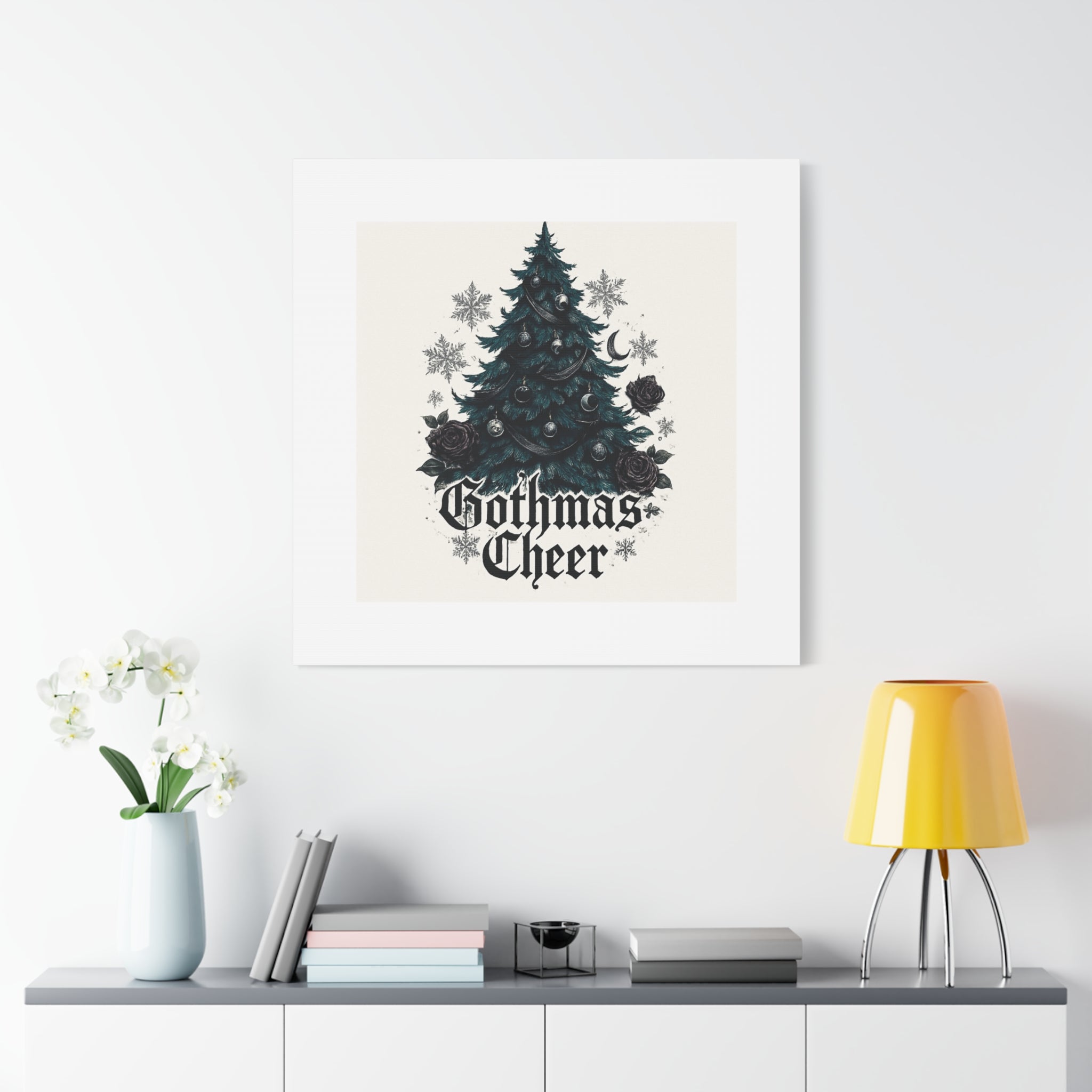 Gothmas Cheer Canvas Art — Gothic Christmas Tree Wall Decor