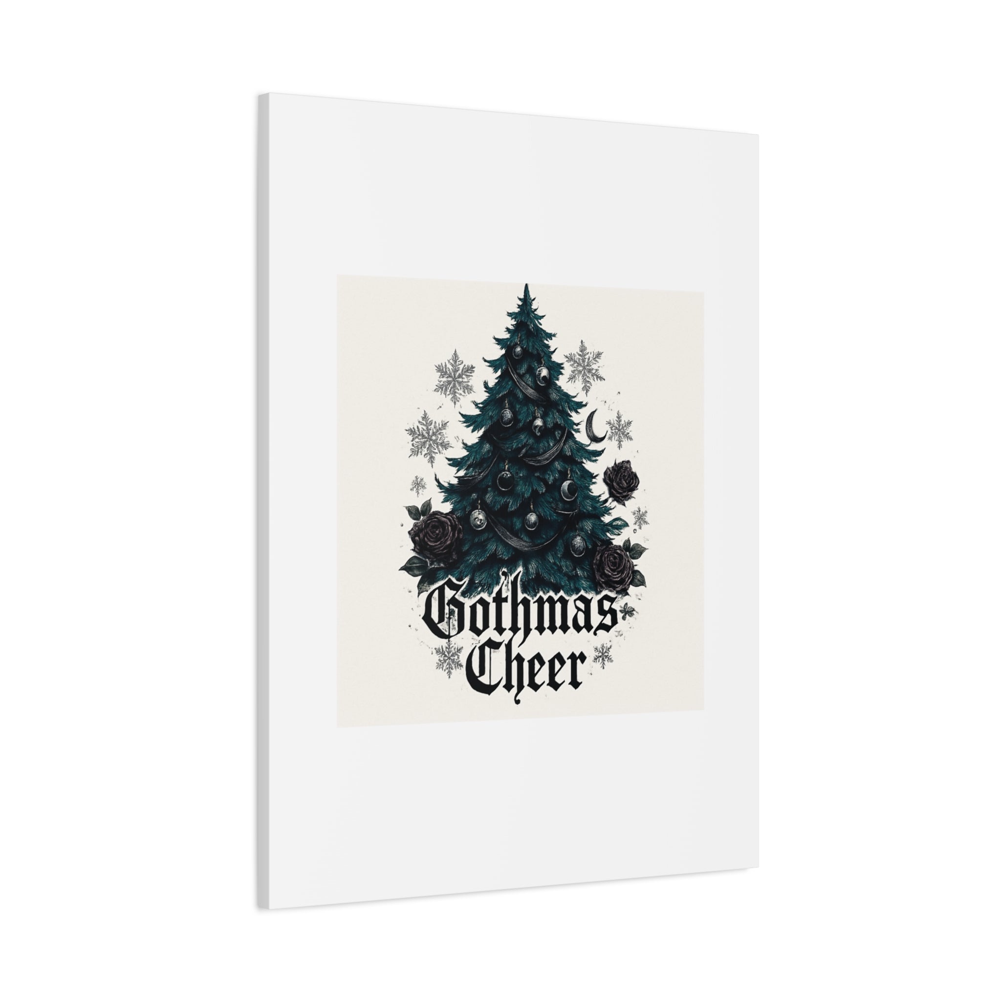 Gothmas Cheer Canvas Art — Gothic Christmas Tree Wall Decor