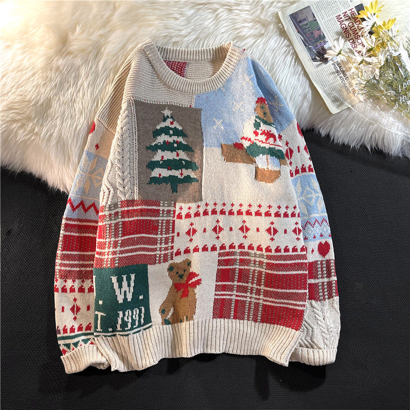 Vintage Loose Round Neck Christmas Sweater