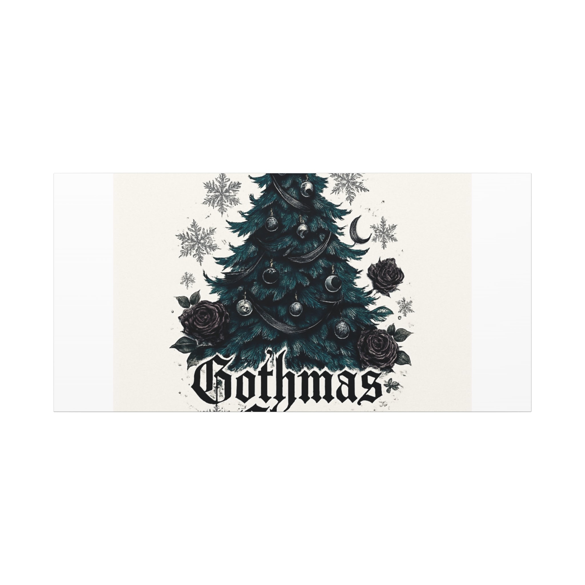 Gothmas Cheer Canvas Art — Gothic Christmas Tree Wall Decor