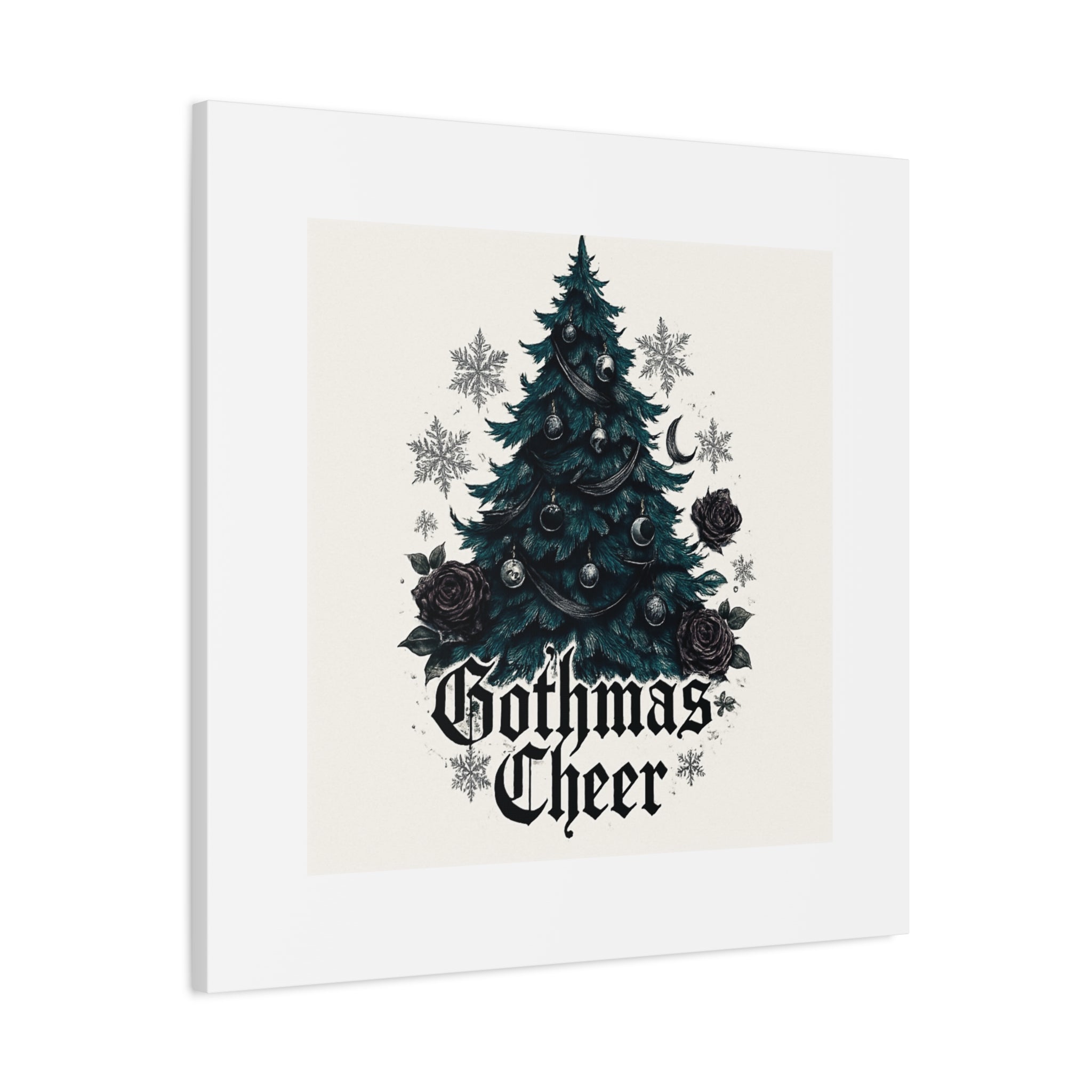 Gothmas Cheer Canvas Art — Gothic Christmas Tree Wall Decor