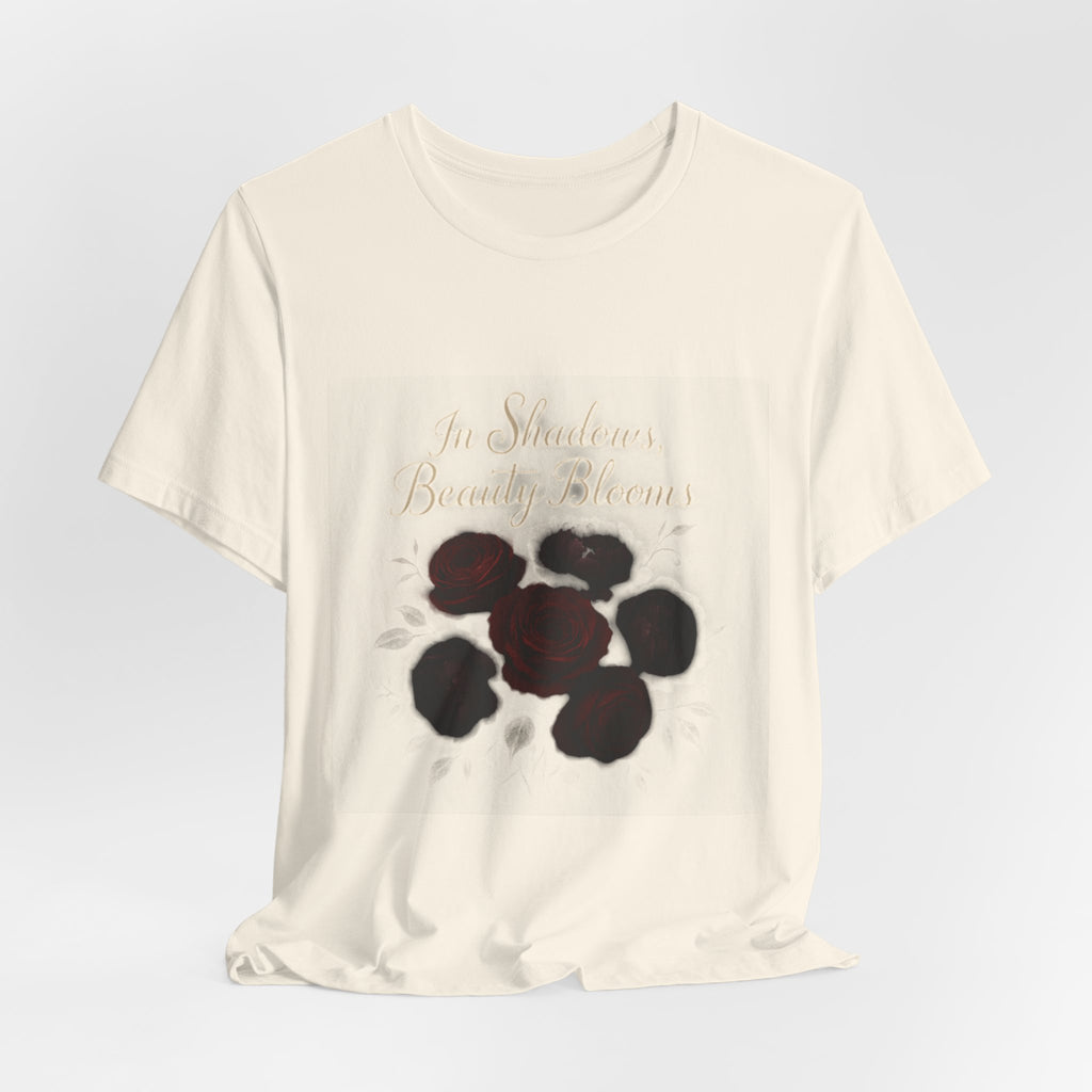 Floral Remembrance Tee — 'In Shadow, Bravery Grows' Short Sleeve Shirt