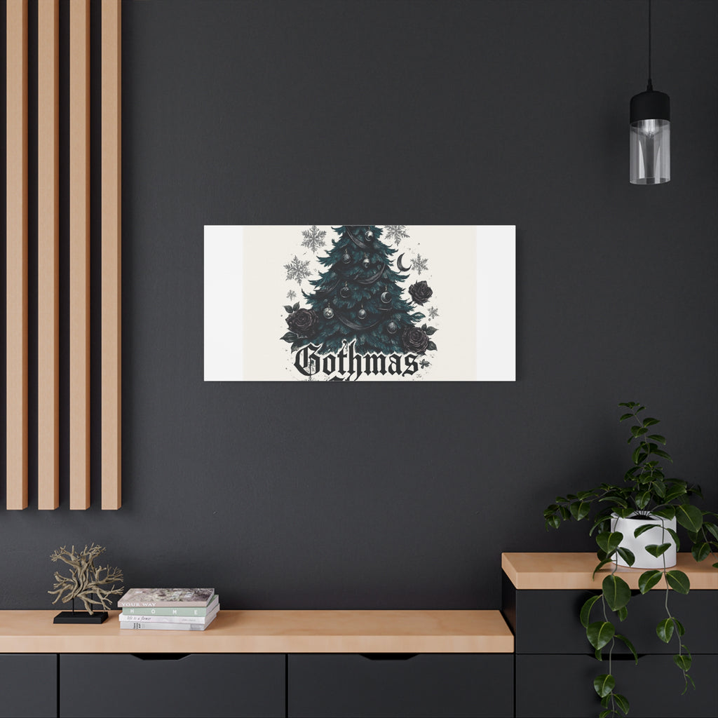 Gothmas Cheer Canvas Art — Gothic Christmas Tree Wall Decor