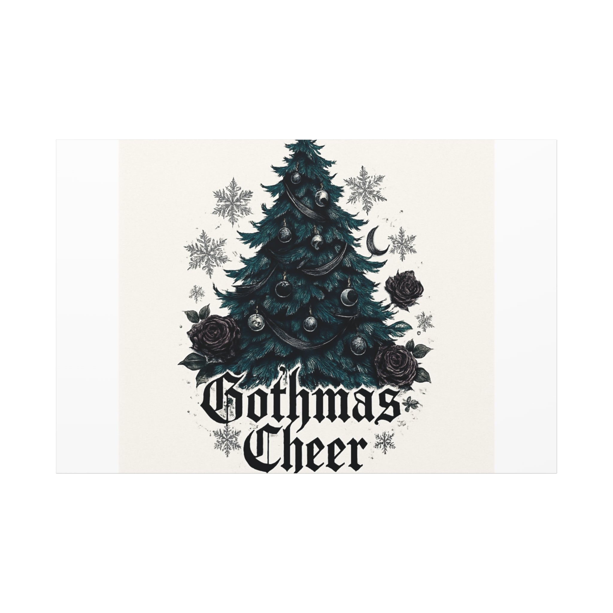 Gothmas Cheer Canvas Art — Gothic Christmas Tree Wall Decor