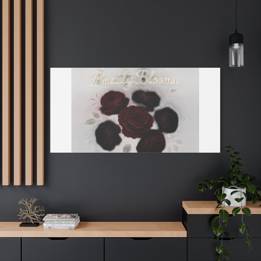 Canvas Wall Art - "In Shadows, Beauty Blooms" Dark Red Roses Stretched 1.25"