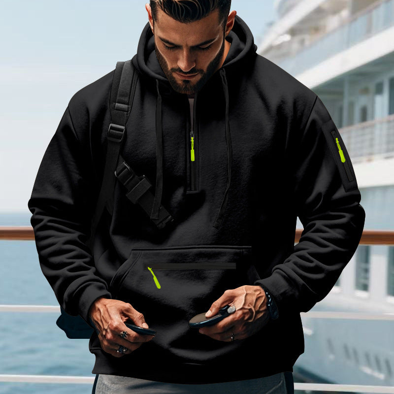 Casual Men's Sports Cargo Hoodie Regular Sleeve