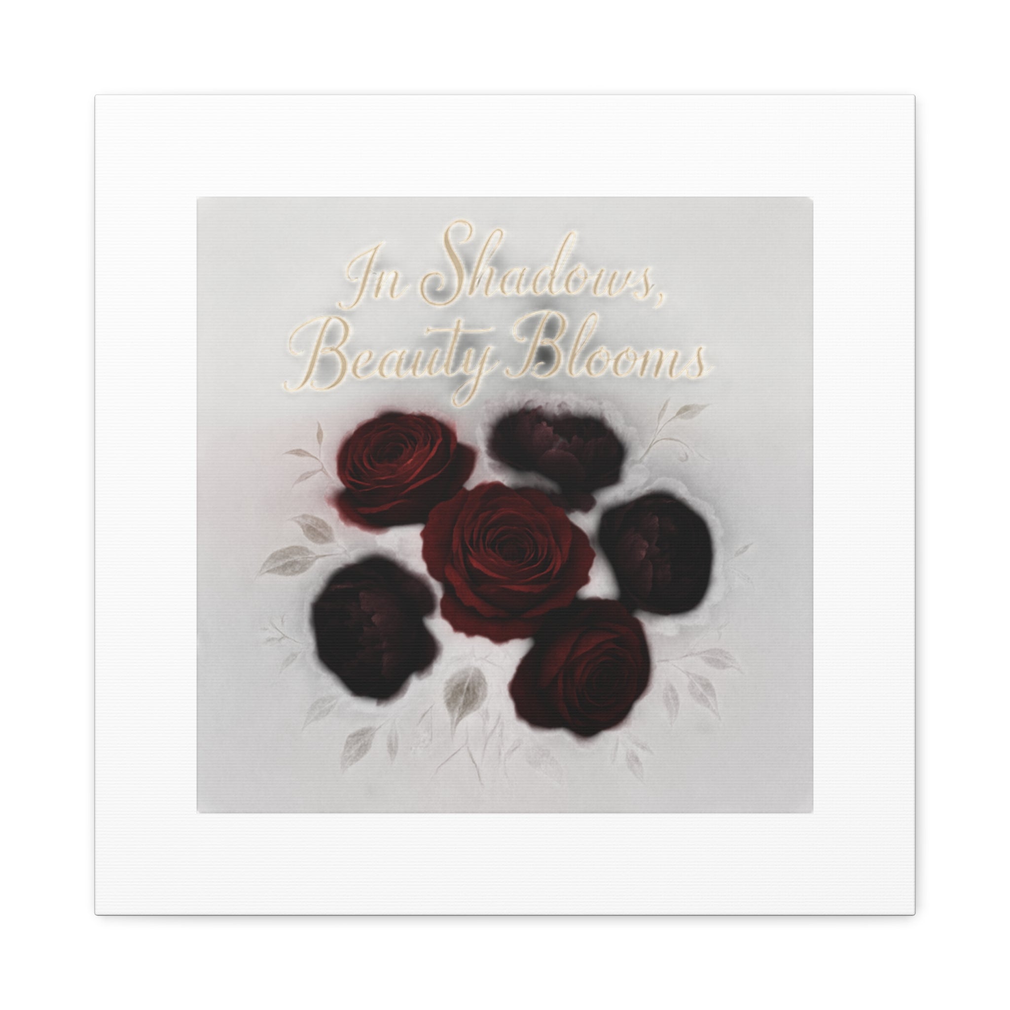 Canvas Wall Art - "In Shadows, Beauty Blooms" Dark Red Roses Stretched 1.25"