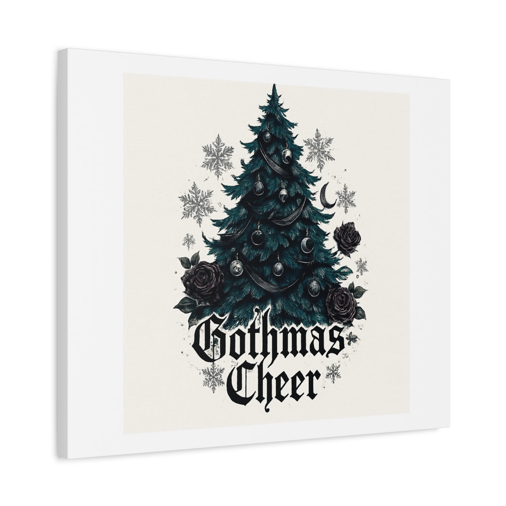 Gothmas Cheer Canvas Art — Gothic Christmas Tree Wall Decor