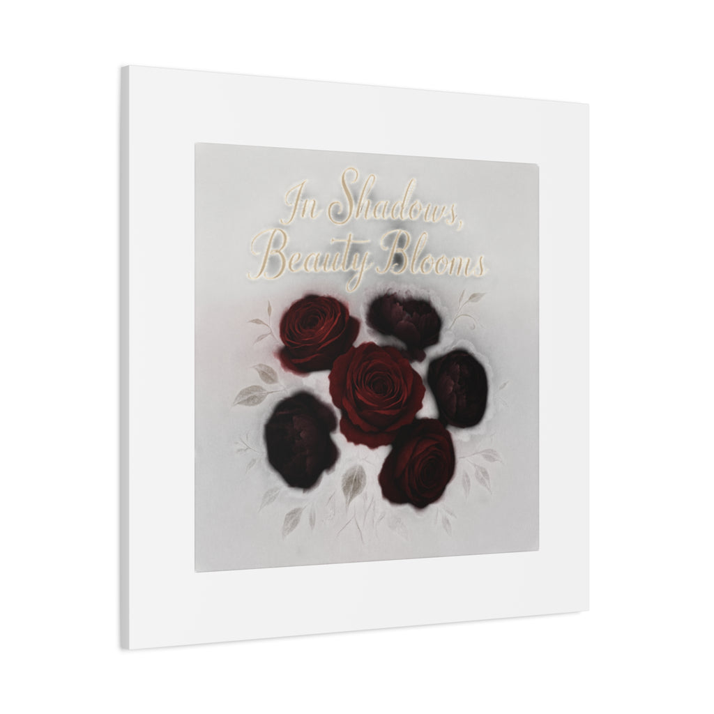 Canvas Wall Art - "In Shadows, Beauty Blooms" Dark Red Roses Stretched 1.25"