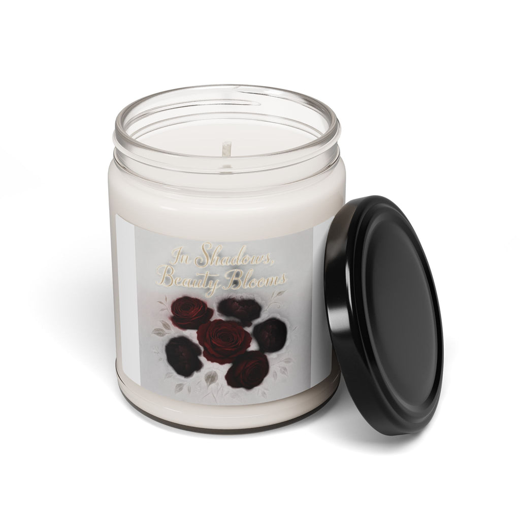 Rose & Amber Scented Soy Candle — 9oz Jar (Warm Floral, 'Midnight Bloom')