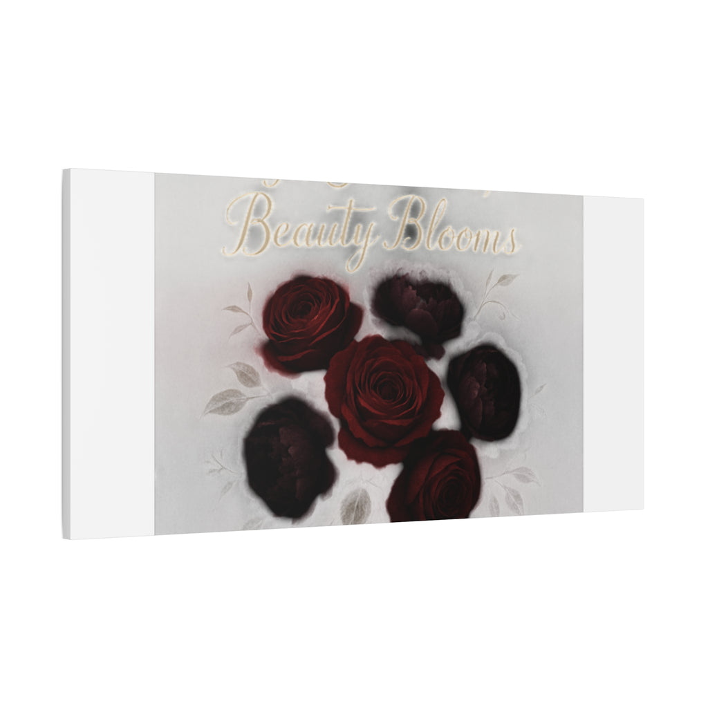 Canvas Wall Art - "In Shadows, Beauty Blooms" Dark Red Roses Stretched 1.25"