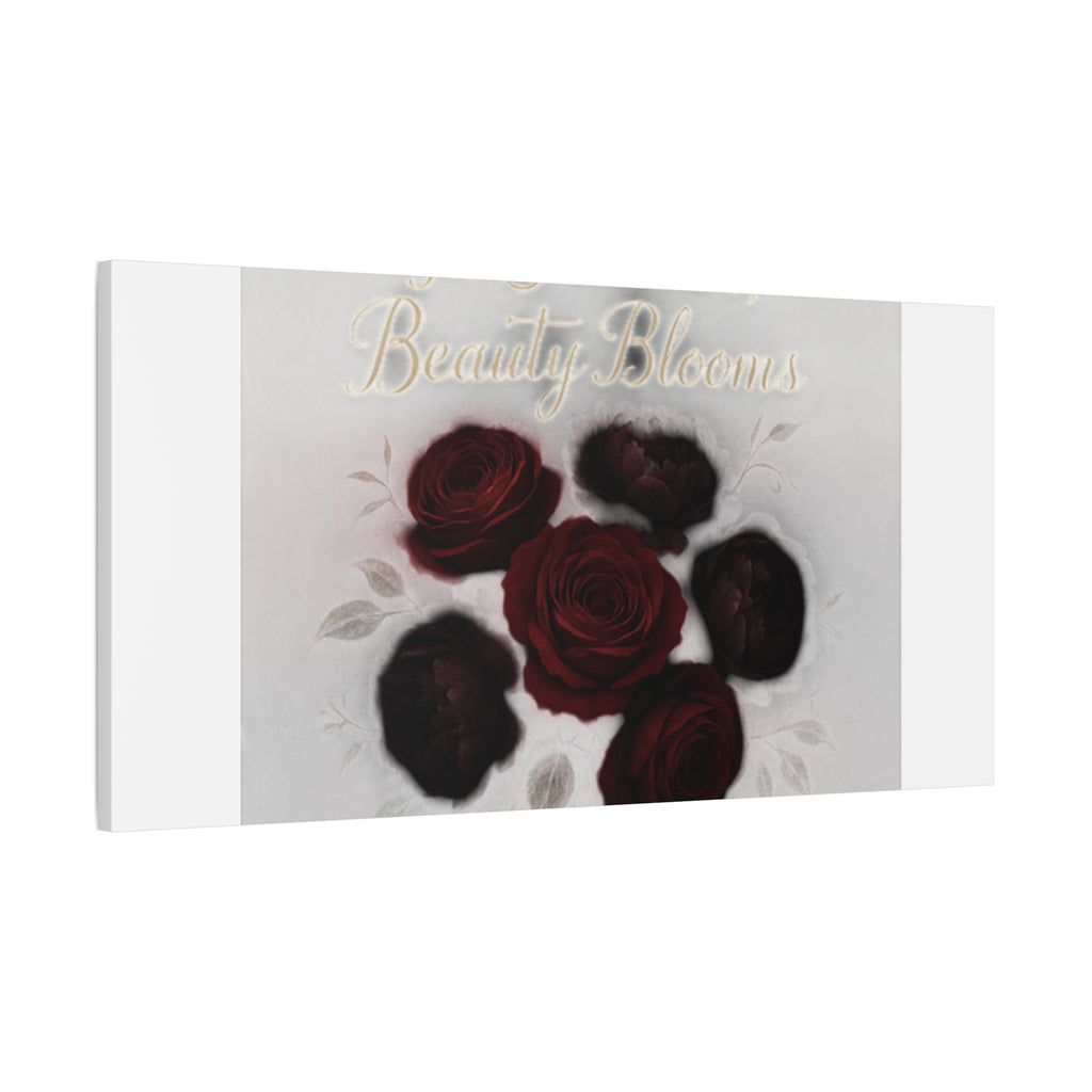 Canvas Wall Art - "In Shadows, Beauty Blooms" Dark Red Roses Stretched 1.25"