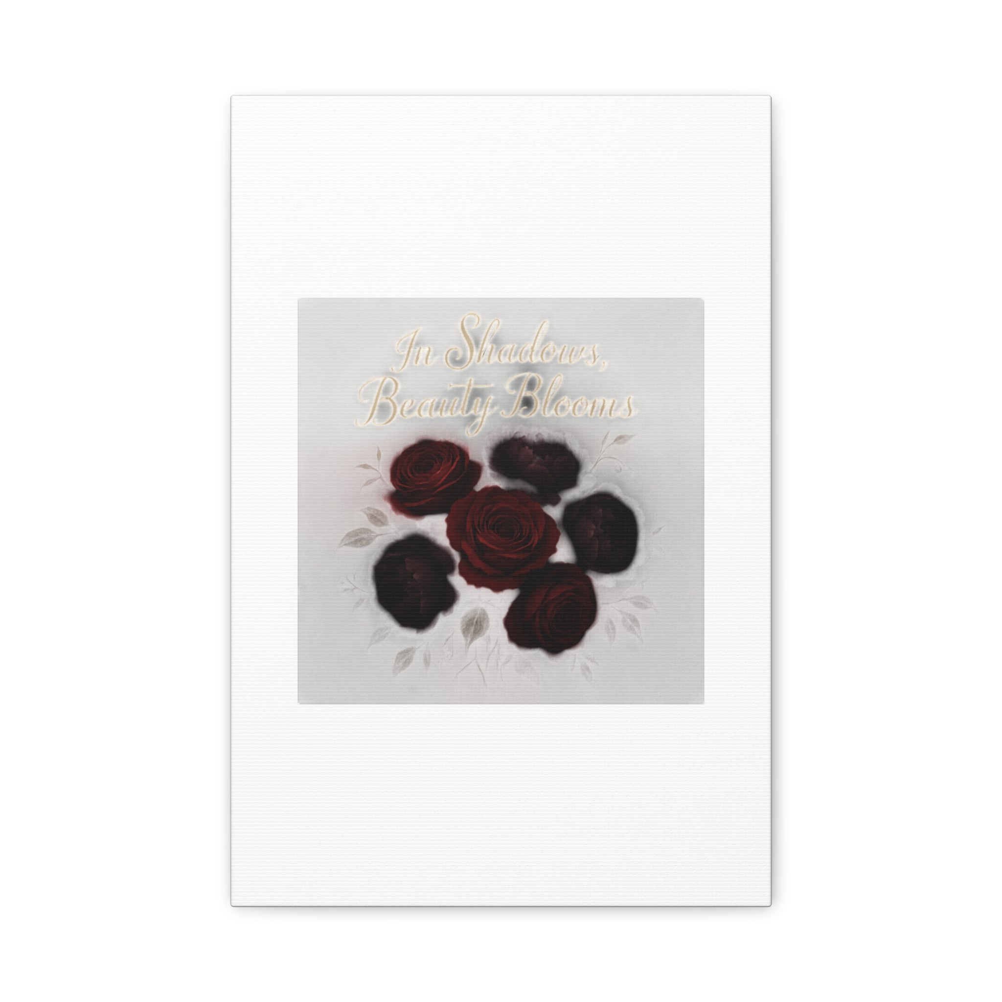 Canvas Wall Art - "In Shadows, Beauty Blooms" Dark Red Roses Stretched 1.25"