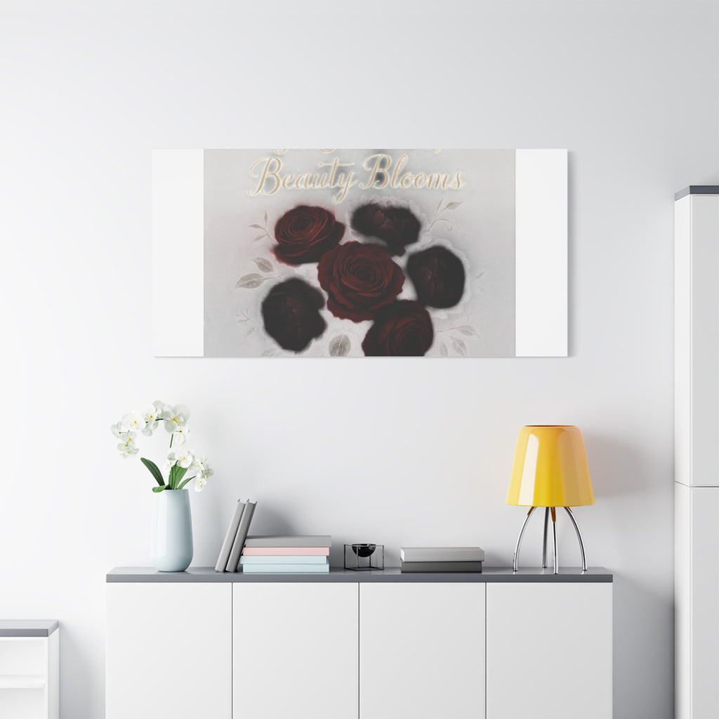 Canvas Wall Art - "In Shadows, Beauty Blooms" Dark Red Roses Stretched 1.25"