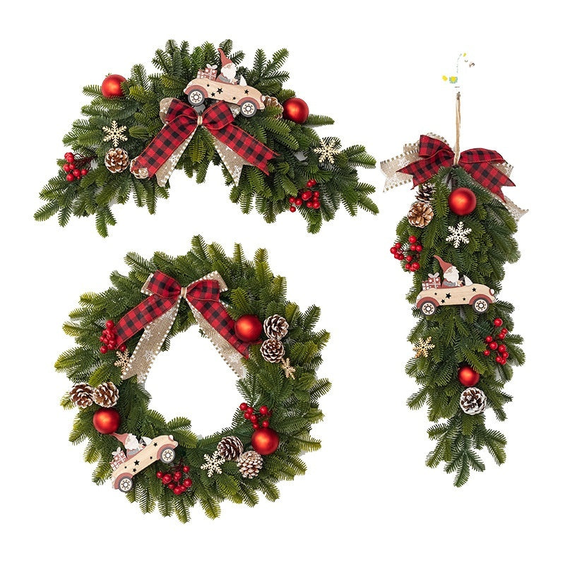Christmas Decoration Upside Down Christmas Tree Horn Rattan Christmas Wreath