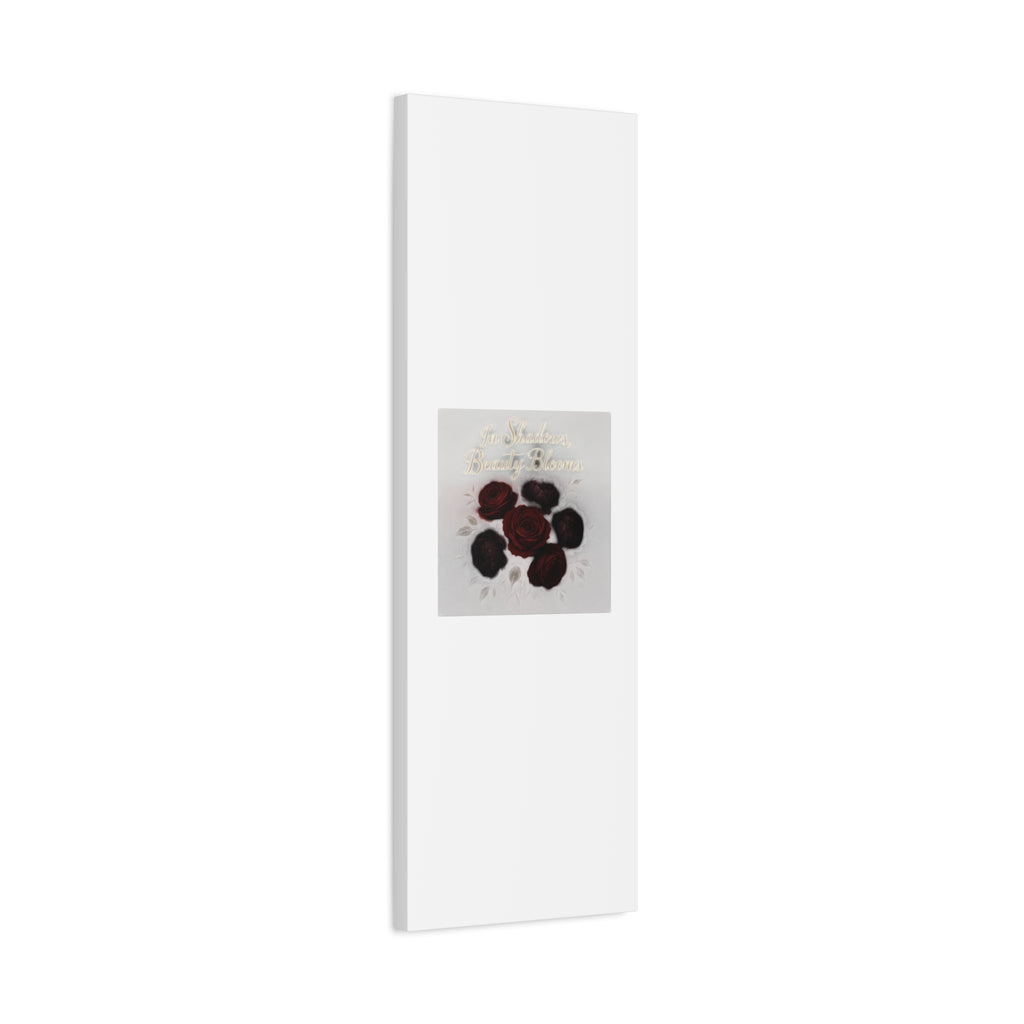 Canvas Wall Art - "In Shadows, Beauty Blooms" Dark Red Roses Stretched 1.25"