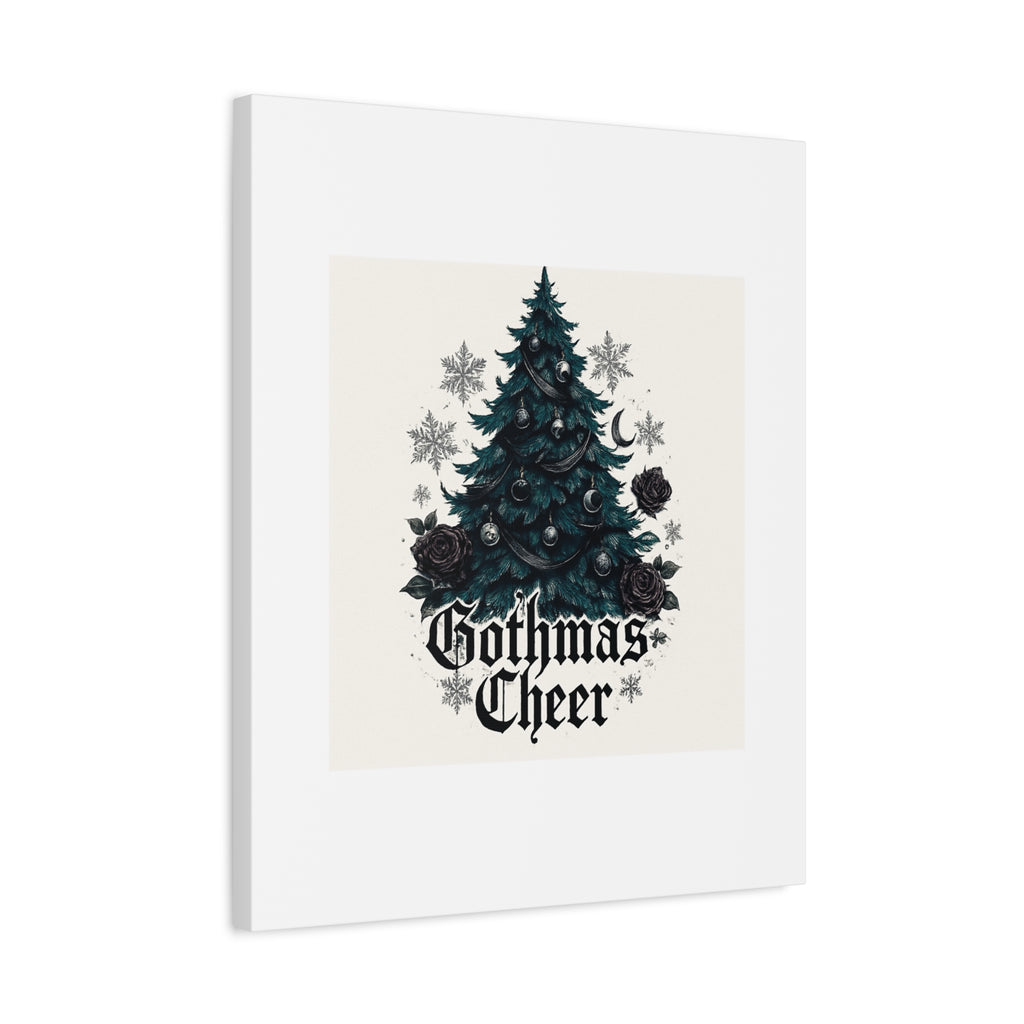 Gothmas Cheer Canvas Art — Gothic Christmas Tree Wall Decor