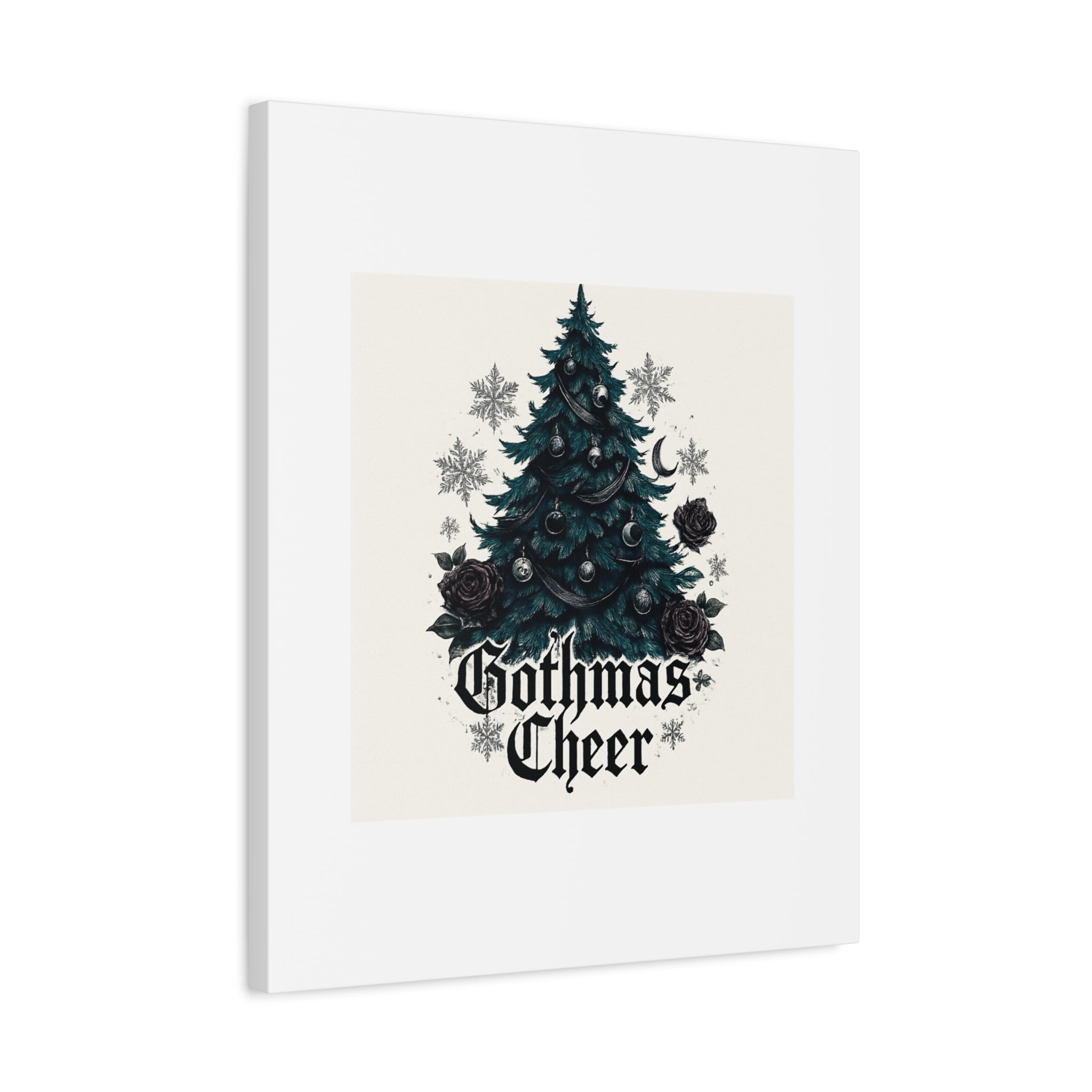 Gothmas Cheer Canvas Art — Gothic Christmas Tree Wall Decor
