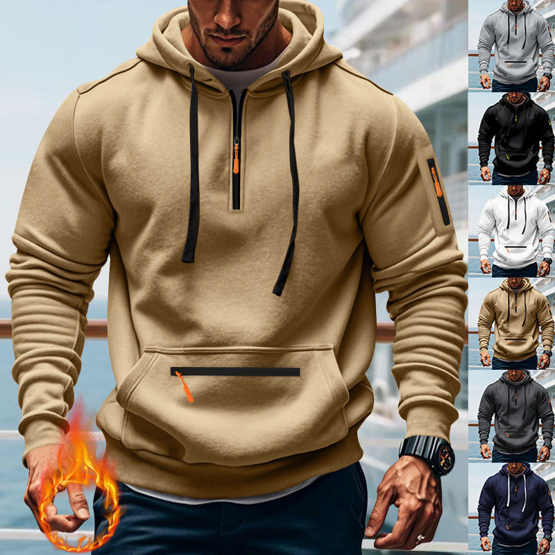 Casual Men's Sports Cargo Hoodie Regular Sleeve