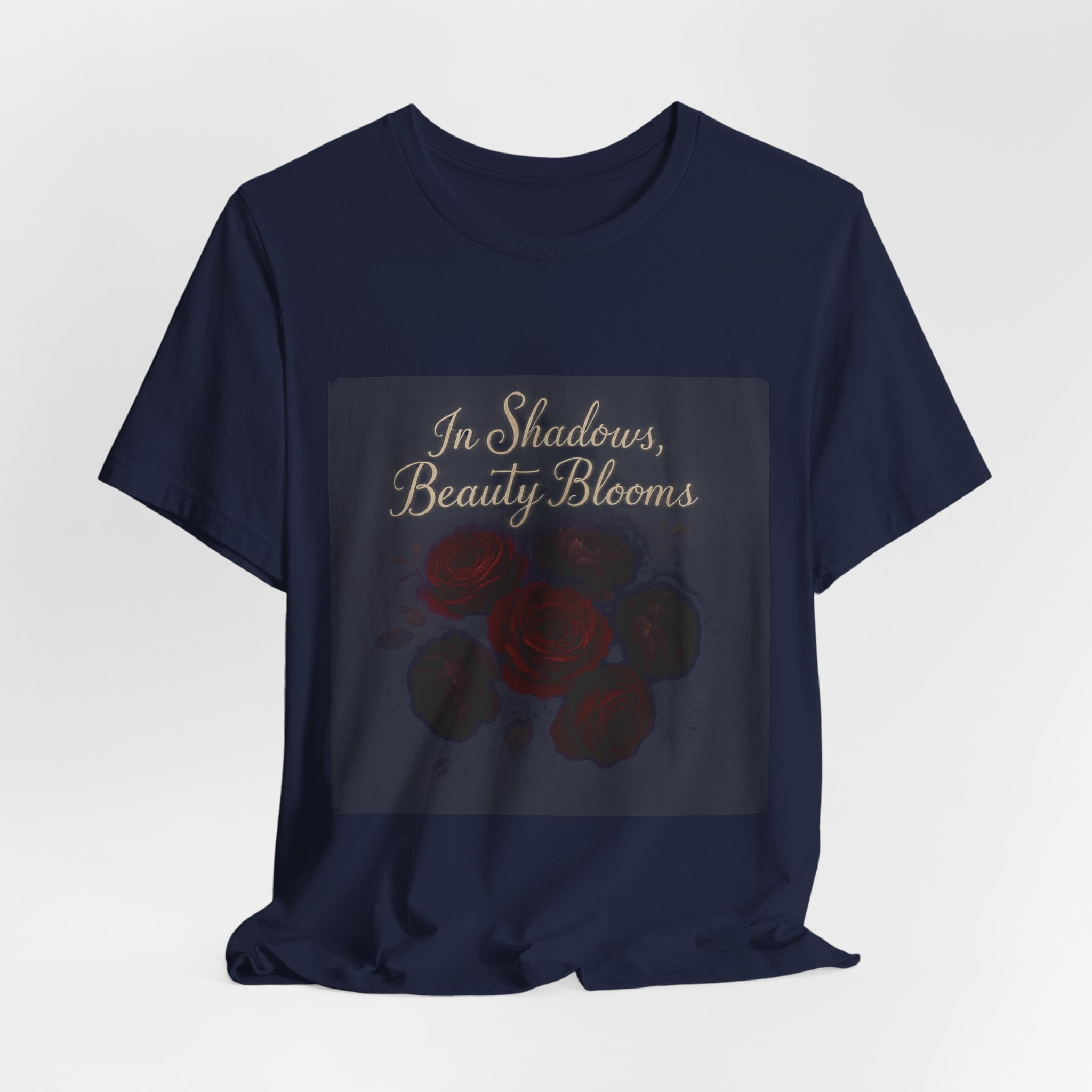Floral Remembrance Tee — 'In Shadow, Bravery Grows' Short Sleeve Shirt