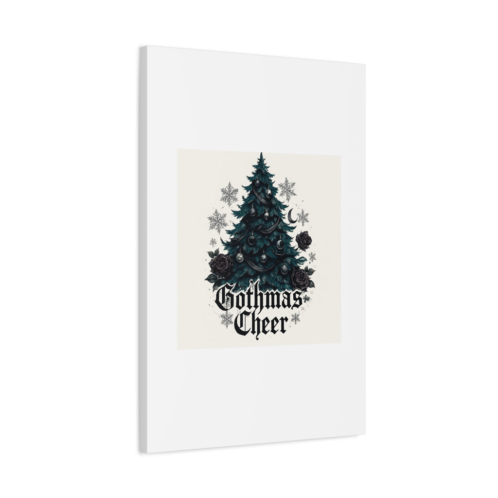 Gothmas Cheer Canvas Art — Gothic Christmas Tree Wall Decor