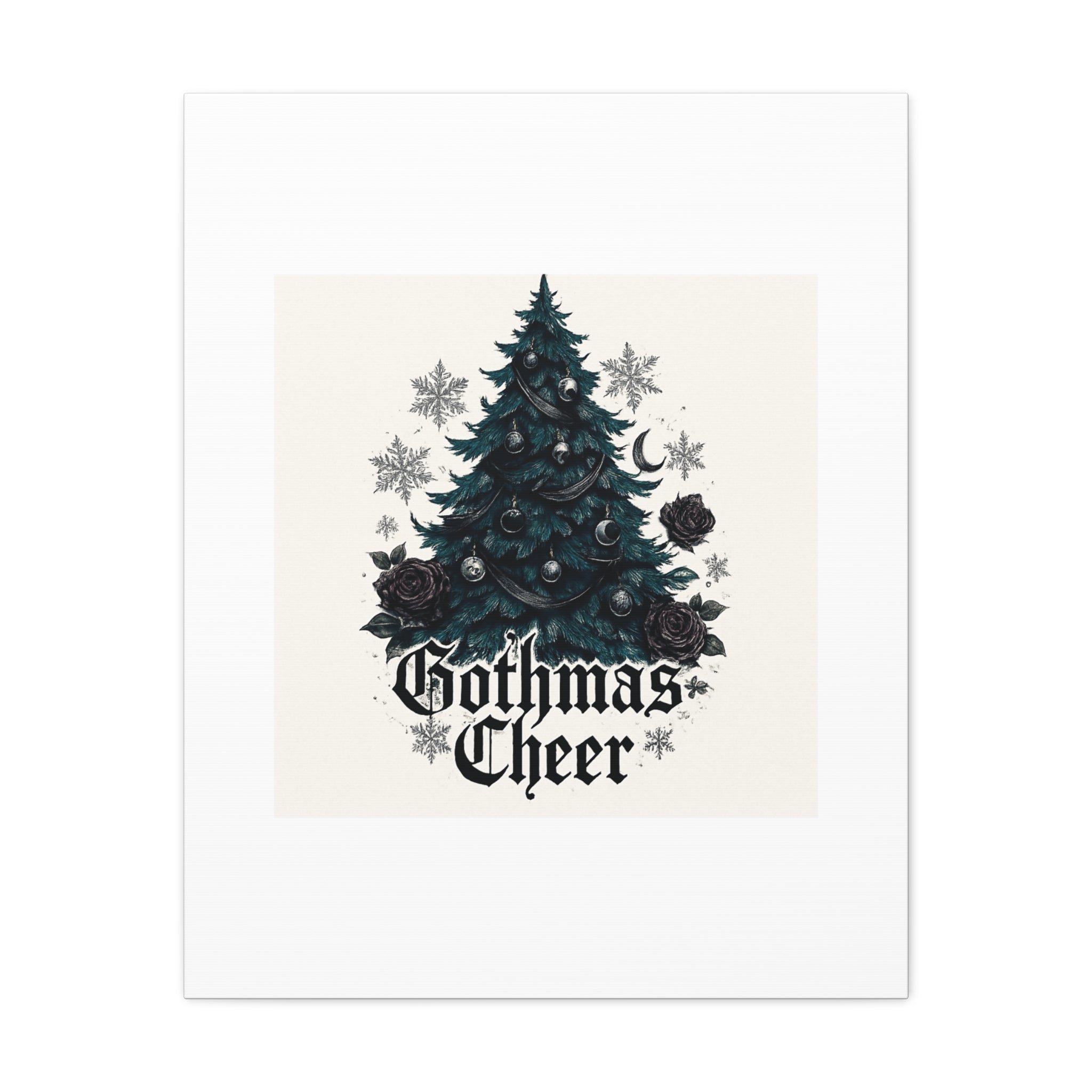 Gothmas Cheer Canvas Art — Gothic Christmas Tree Wall Decor