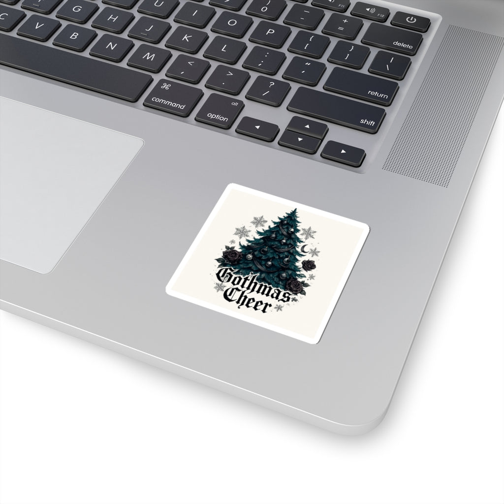 Gothmas Cheer Sticker — Gothic Christmas Tree Kiss-Cut Sticker