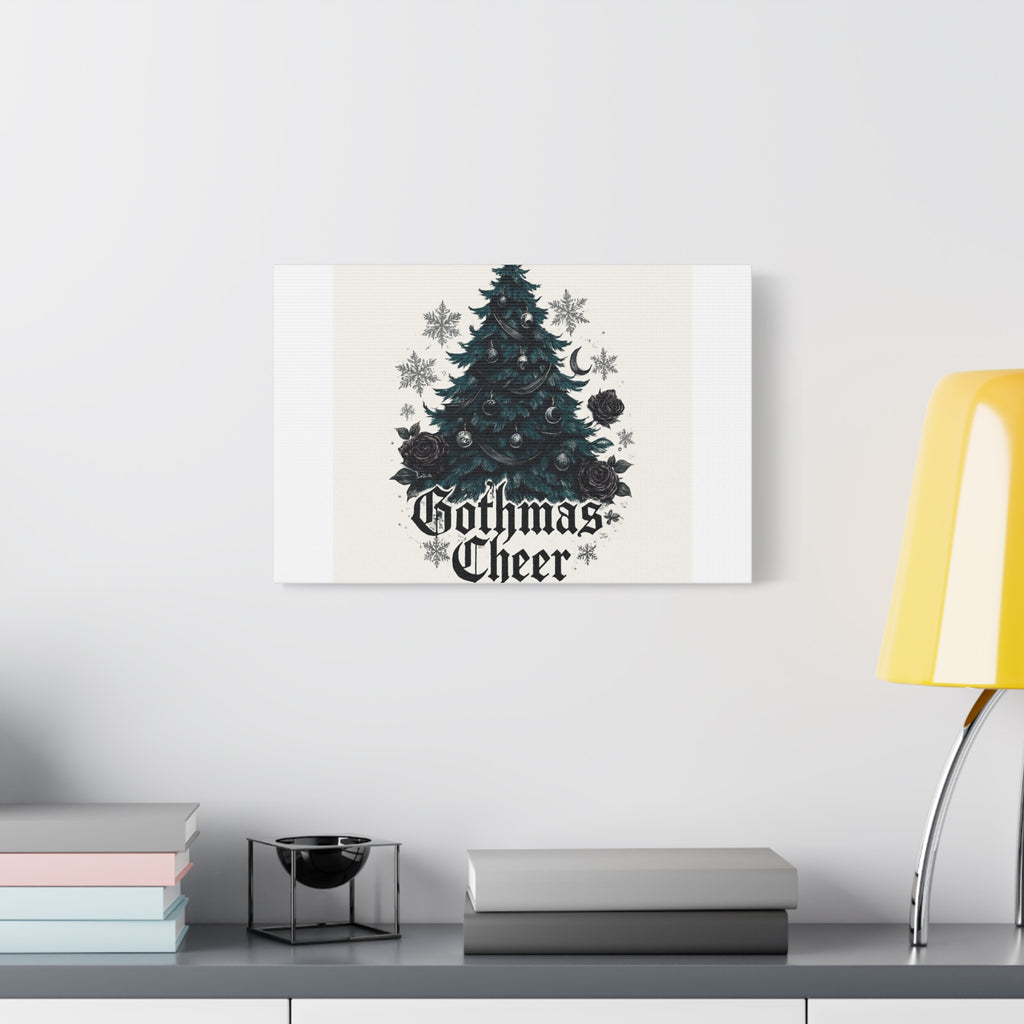 Gothmas Cheer Canvas Art — Gothic Christmas Tree Wall Decor